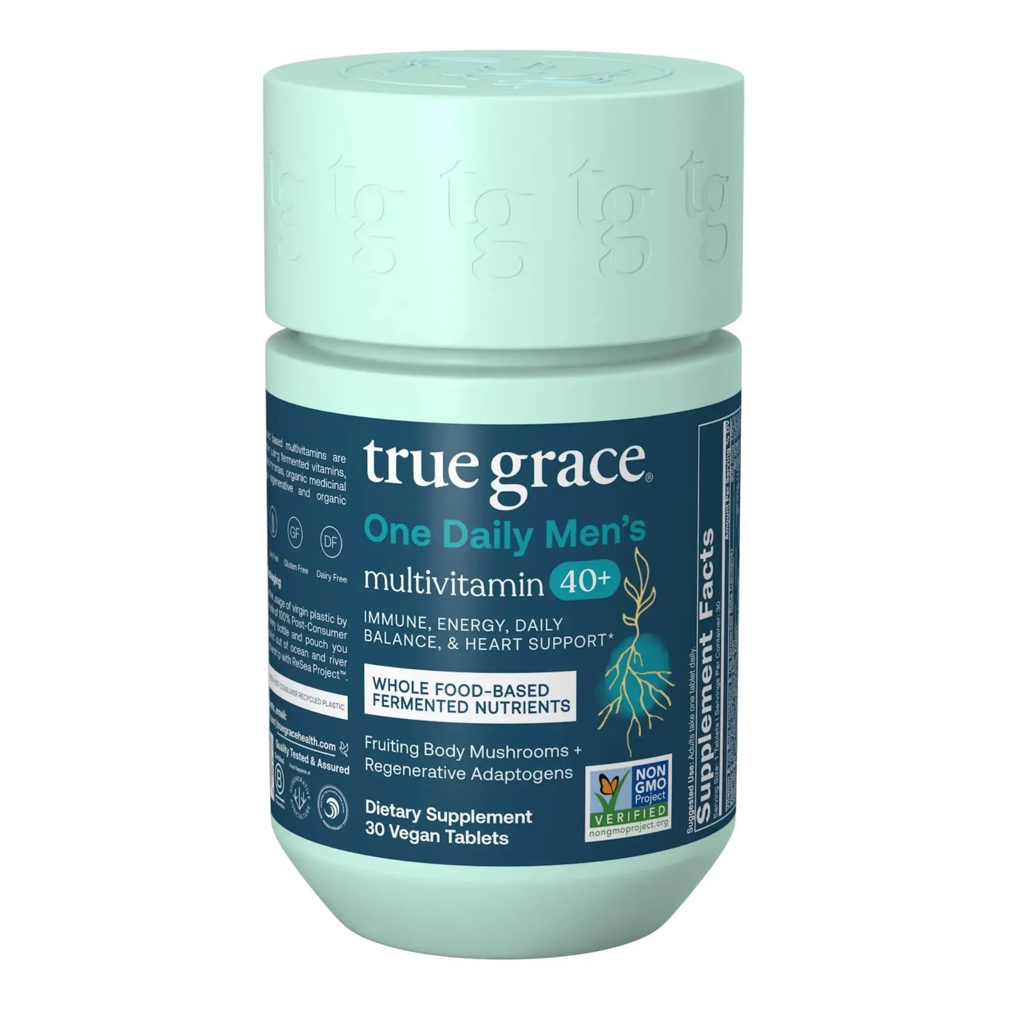 True Grace Men's 40+ One Daily Multivitamin Fermented Minerals, Organic Adaptogens & Mushrooms Whole Body Balance Immune True Grace Au supplements