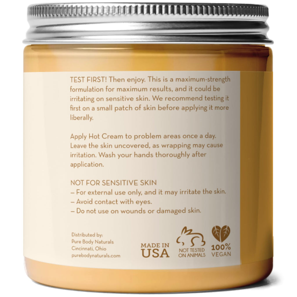 Pure Body Naturals Max Strength Hot Cream – Warming & Cooling Cream with Capsaicin and Menthol – Soothing Comfort for Overworked Muscles – 8.8 oz Pure Body Naturals Au supplements