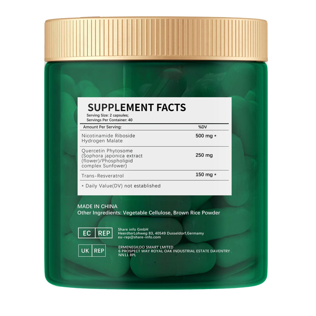 ESUNM Liposomal NAD+ Supplement with Resveratrol, NMN Supplement NAD Resveratrol Support Cellular Health, Stamina & Healthy Aging,Third-Party Tested，80 Capsules ESUNM Au supplements