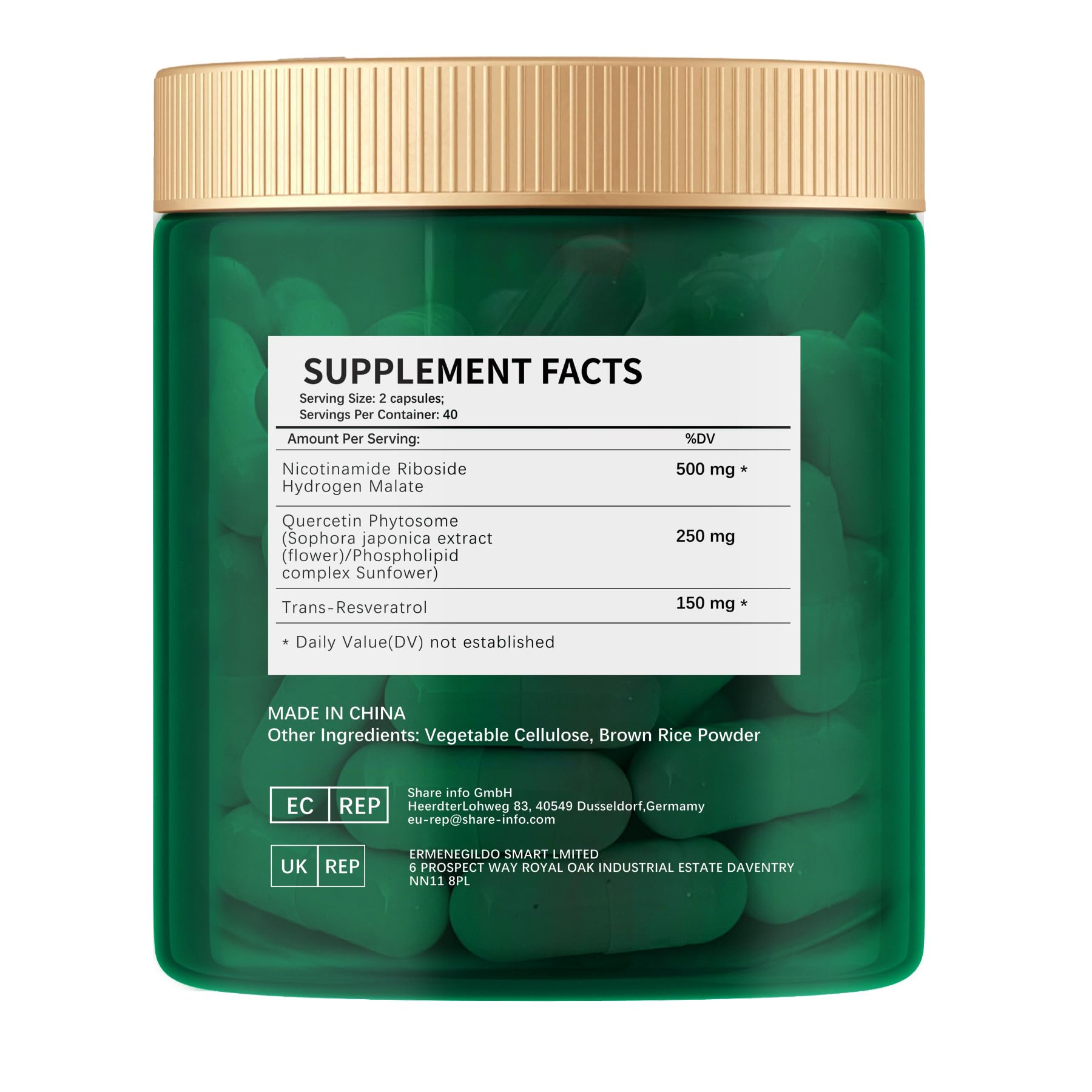 ESUNM Liposomal NAD+ Supplement with Resveratrol, NMN Supplement NAD Resveratrol Support Cellular Health, Stamina & Healthy Aging,Third-Party Tested，80 Capsules ESUNM Au supplements