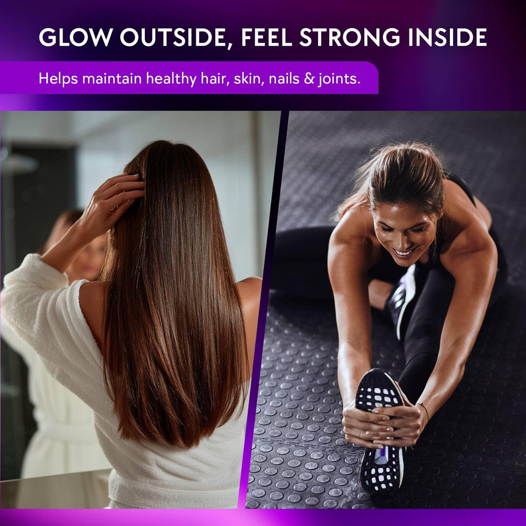 YOLOBALANCE Biotin Gummies 10000mcg for Hair Growth Support - Sugar Free Multi Collagen with Keratin, Silica & Hyaluronic Acid - Pectin Based,