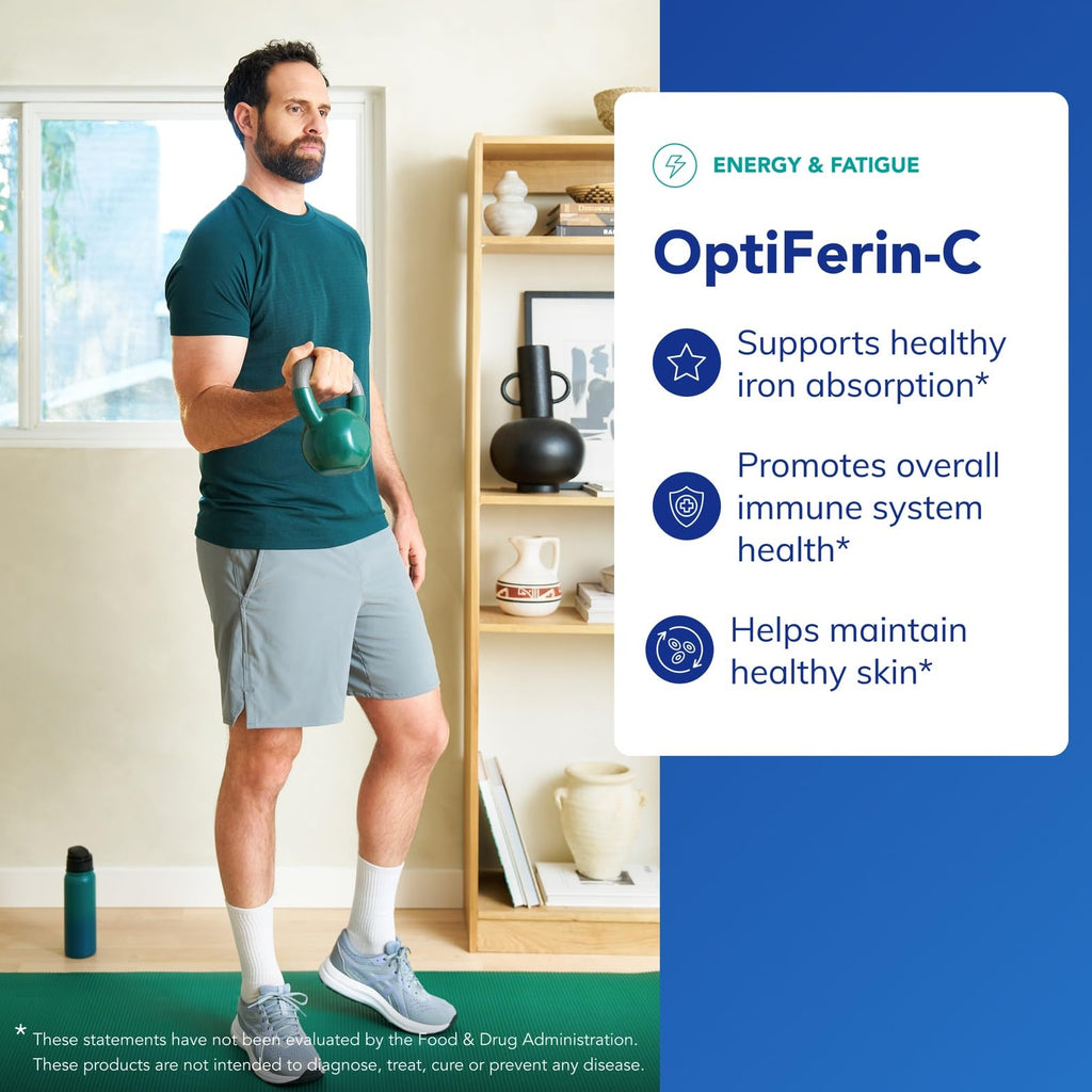 Pure Encapsulations OptiFerin-C - for Red Blood Cells & Energy - Iron Absorption Support - Energy Supplement* - Vitamin C Enriched - Gluten Free & Non-GMO - 60 Capsules Pure Encapsulations Au supplements