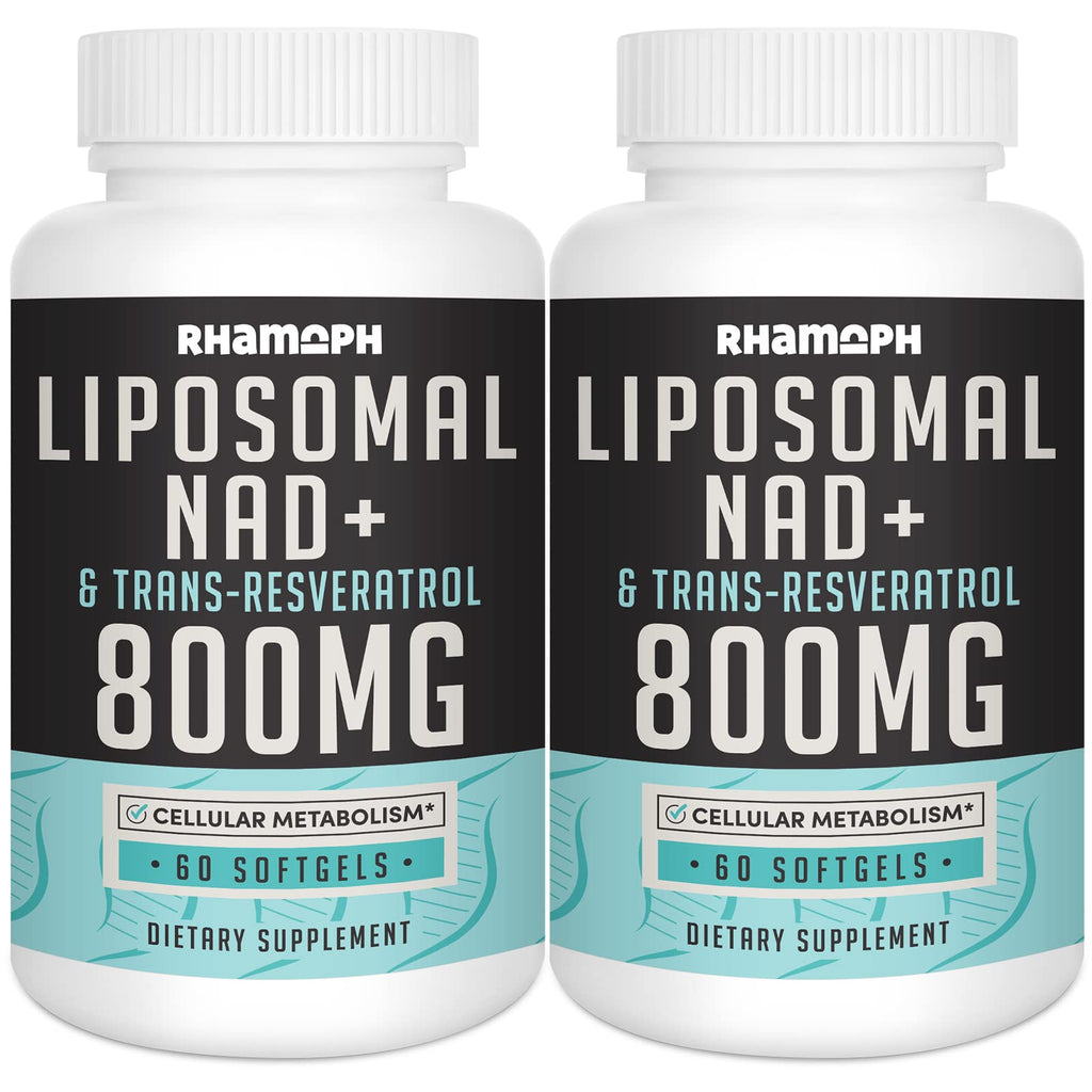 Rhamoph Liposomal NAD+ 800 mg with Trans-Resveratrol 300 mg, Max Absorption, Actual NAD+ Boosting Supplement for Healthy Aging, Cellular Energy, DNA Repair, Longevity - 120 Softgels Rhamoph Au supplements