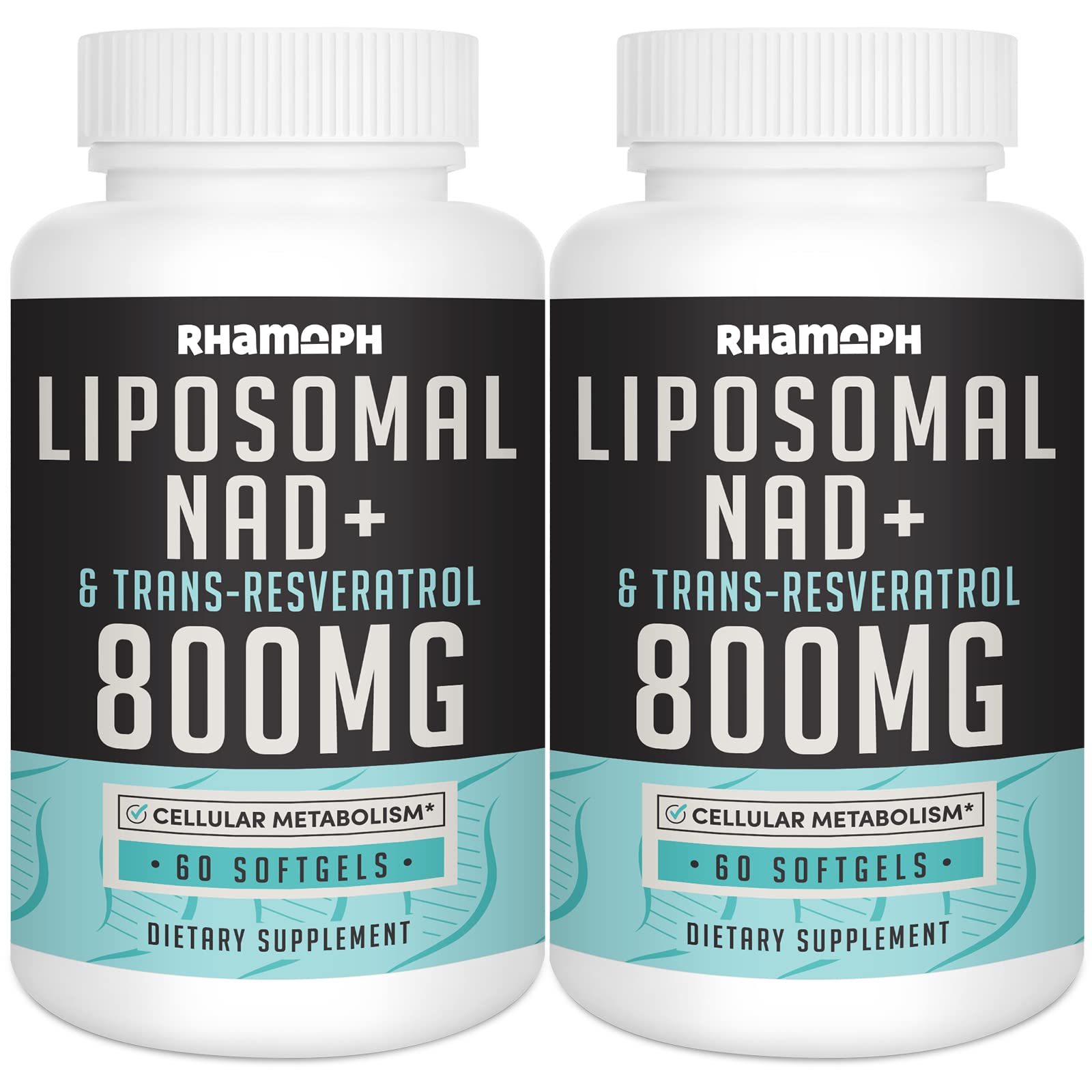 Rhamoph Liposomal NAD+ 800 mg with Trans-Resveratrol 300 mg, Max Absorption, Actual NAD+ Boosting Supplement for Healthy Aging, Cellular Energy, DNA Repair, Longevity - 120 Softgels Rhamoph Au supplements