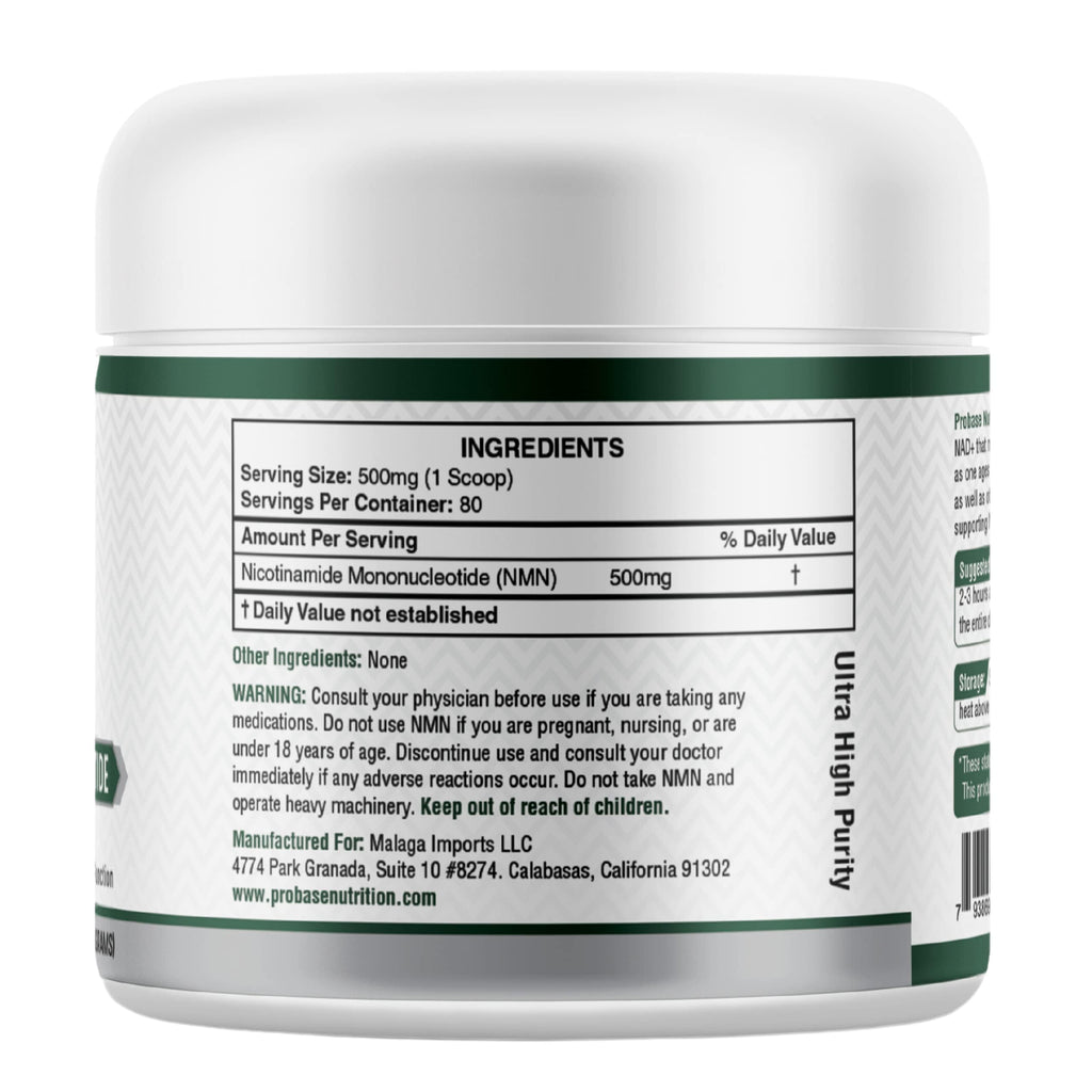 Probase Nutrition Longevity Pure NMN Powder 40 Grams - Ultra-Pure, Fully Stabilized, Pharmaceutical Grade NMN to Boost NAD+, Nicotinamide Mononucleotide Powder Supplement Probase Nutrition Au supplements