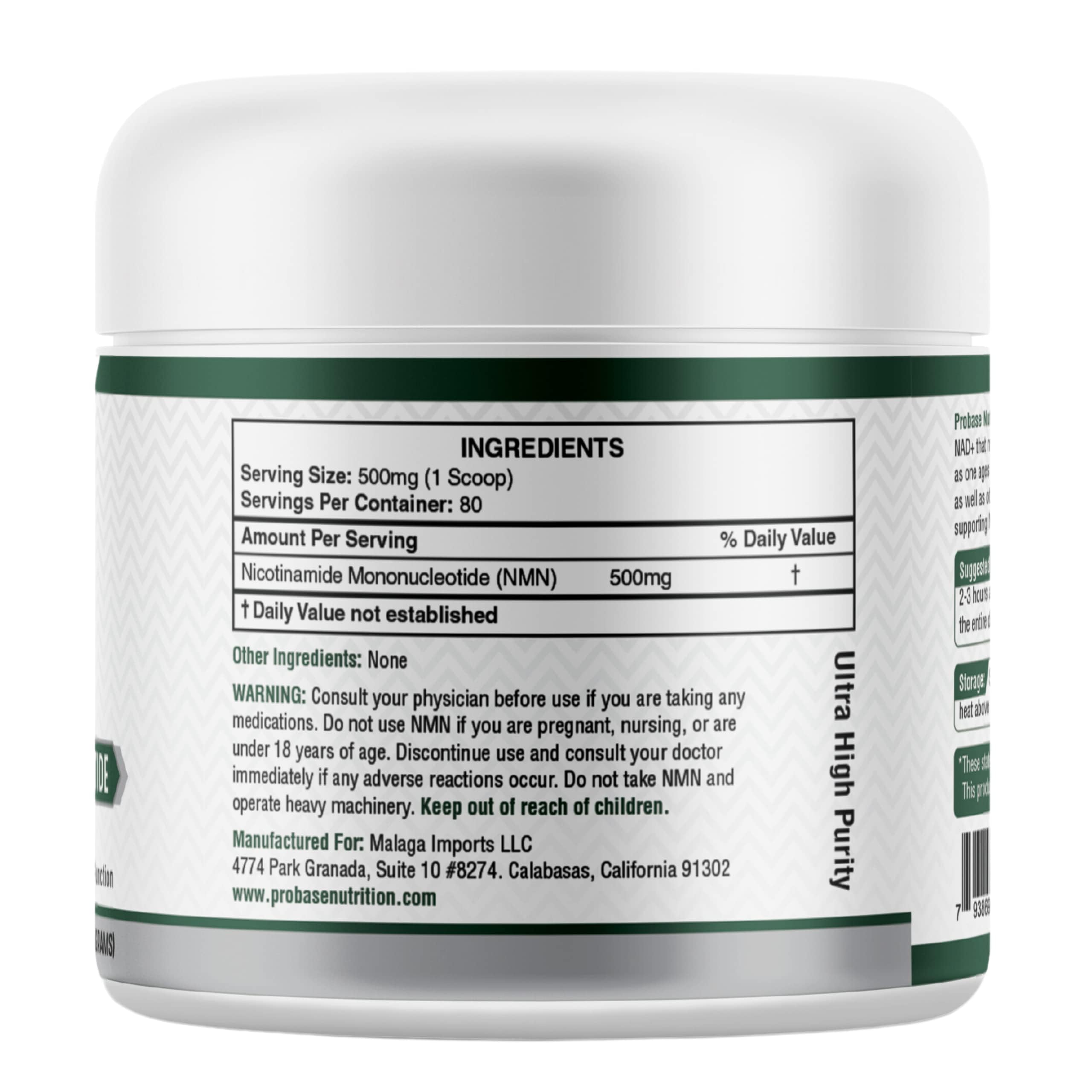 Probase Nutrition Longevity Pure NMN Powder 40 Grams - Ultra-Pure, Fully Stabilized, Pharmaceutical Grade NMN to Boost NAD+, Nicotinamide Mononucleotide Powder Supplement Probase Nutrition Au supplements