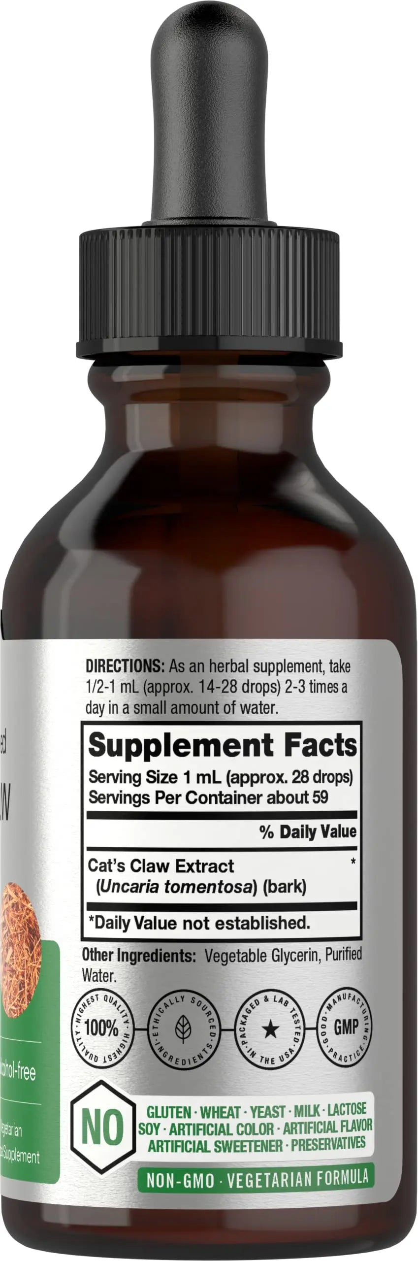 Cats Claw Herb Extract Tincture | 2 Fl Oz | Alcohol Free | Vegetarian, Non-GMO, Gluten Horbäach Au supplements