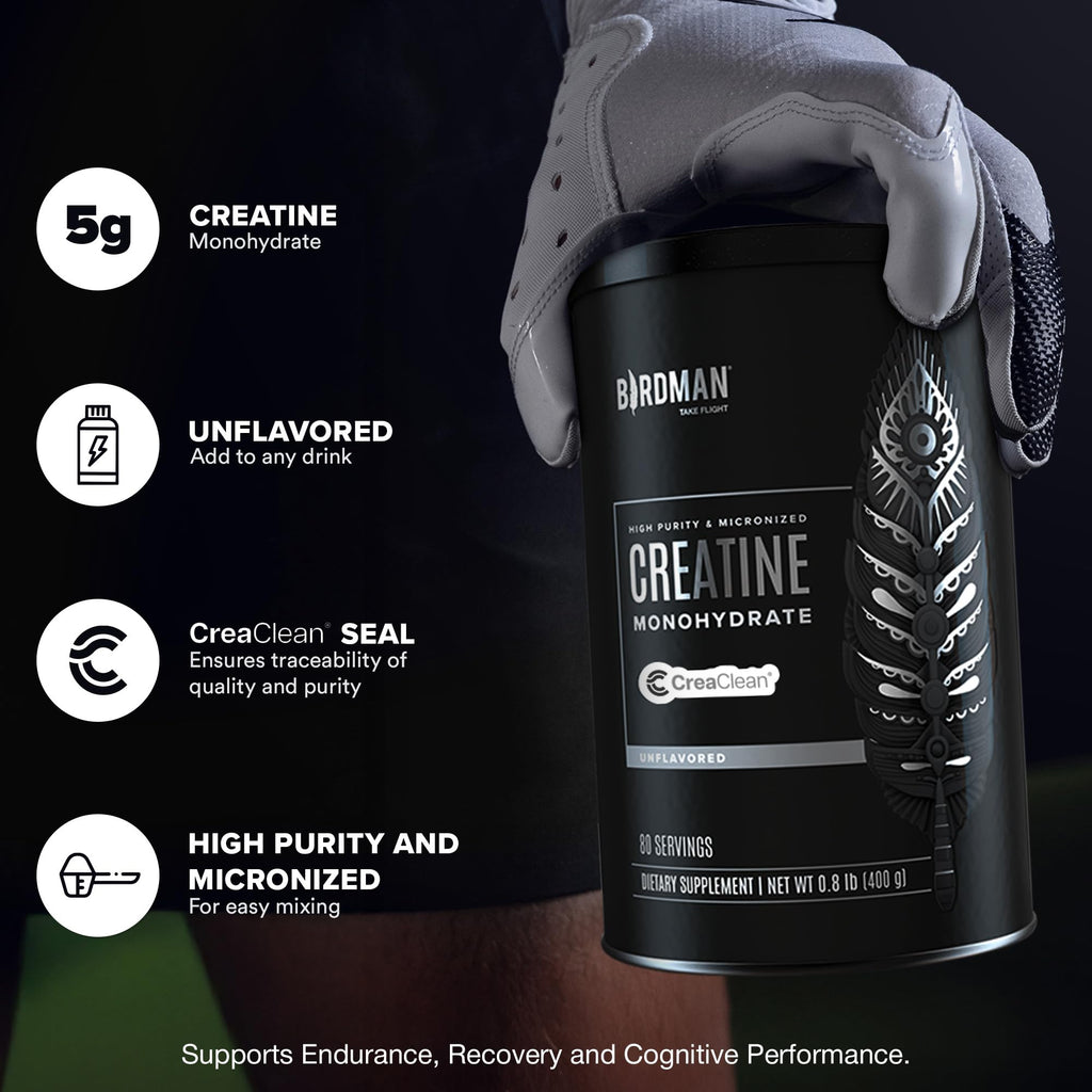 BIRDMAN Micronized Creatine Monohydrate Powder, Muscle Recovery, Caffeine Free, Creatine Pre Workout, Vegan, Post Workout, Gluten Free, Sugar Free