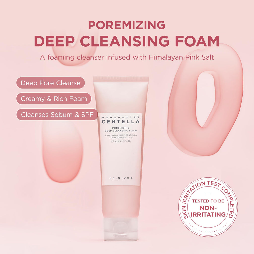 SKIN1004 Poremizing Deep Cleansing Foam, 4.23 fl.oz, 125ml, Makeup Remover, Korean Face Cleanser with Himalayan Pink Salt