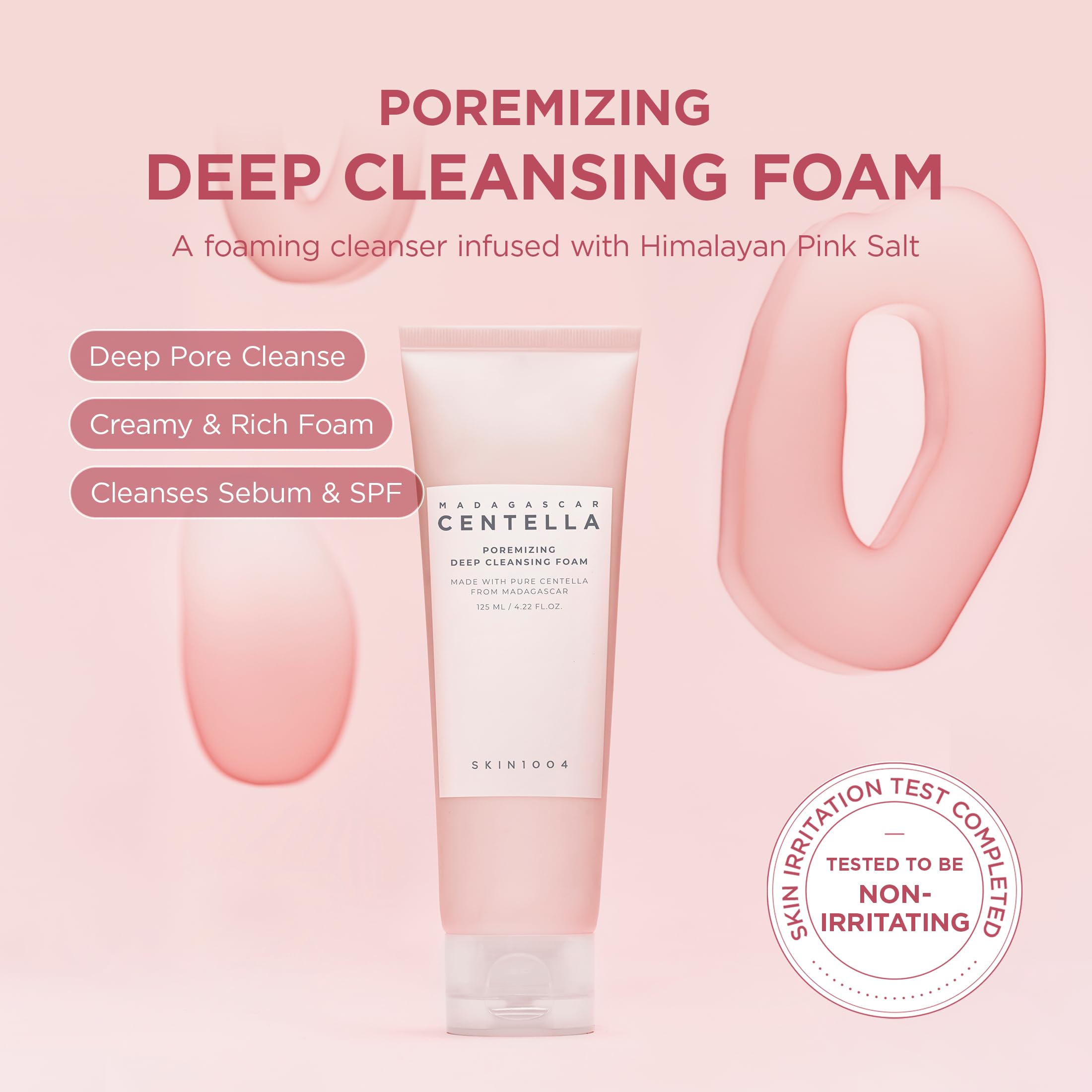 SKIN1004 Poremizing Deep Cleansing Foam, 4.23 fl.oz, 125ml, Makeup Remover, Korean Face Cleanser with Himalayan Pink Salt