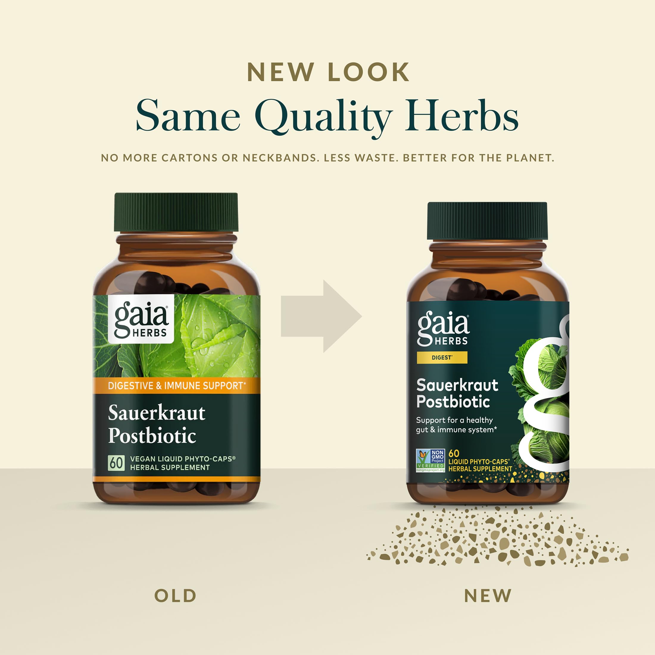 Gaia Herbs Sauerkraut Postbiotic - Gut Health & Immune Support Supplement* - Made with Fermented Sauerkraut - Free from Dairy, Soy & Gluten - 60 Vegan Liquid Phyto-Caps (30 Servings) Gaia Herbs Au supplements