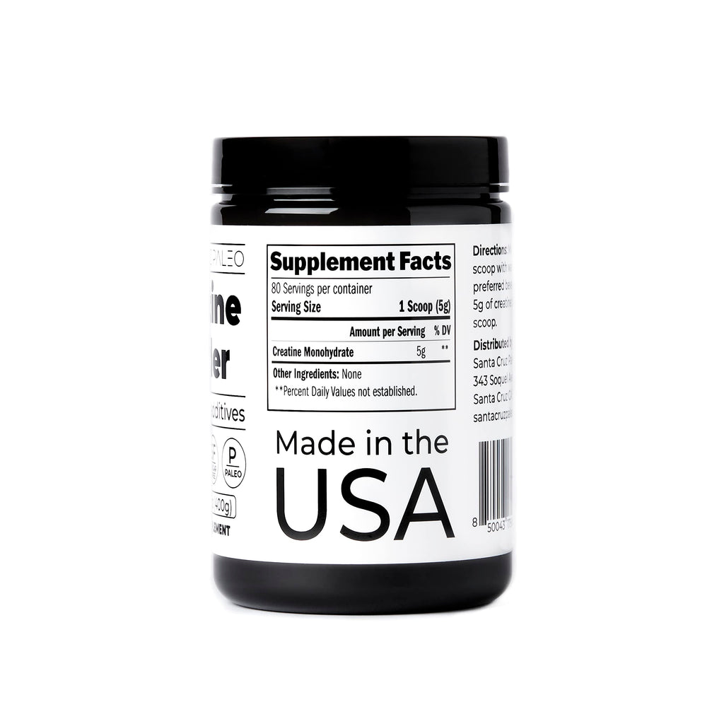 Santa Cruz Paleo, Creatine Monohydrate Powder Micronized, Unflavored Pre Workout and Muscle Support Supplement, Gluten Free Keto, Mix with Water or Shakes