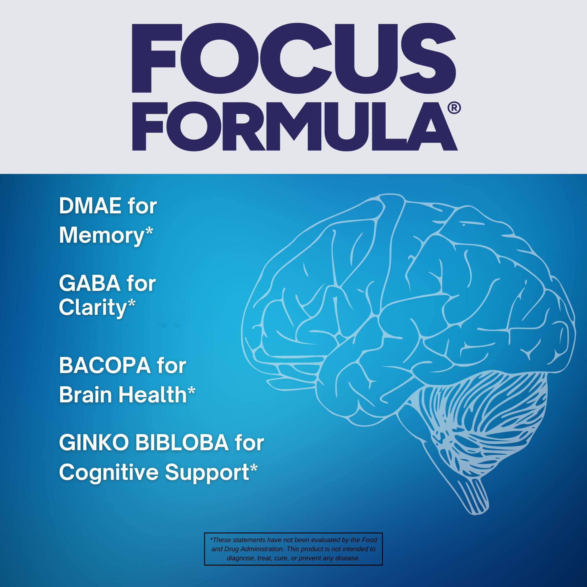Focus Formula Nootropic Brain Supplement, Focus Capsules for Concentration, Supports Energy, Brain Booster with GABA, DMAE, and BACOPA, Memory Support Supplement, Cognitive Support, 60 Veggie Tablets Focus Formula Au supplements