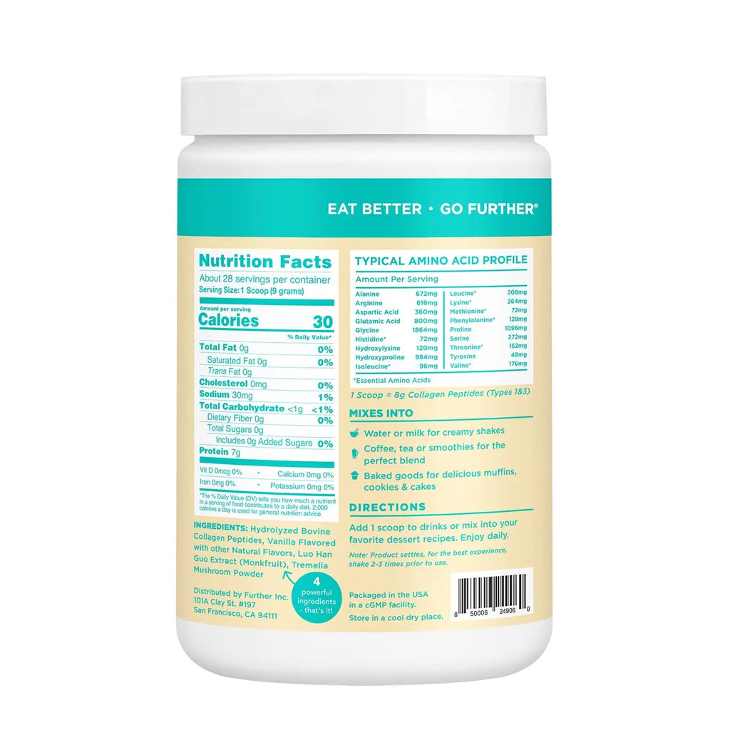Further Food Collagen Peptides Powder Vanilla Flavored Keto Grass-Fed Collagen Type Further Food Au supplements