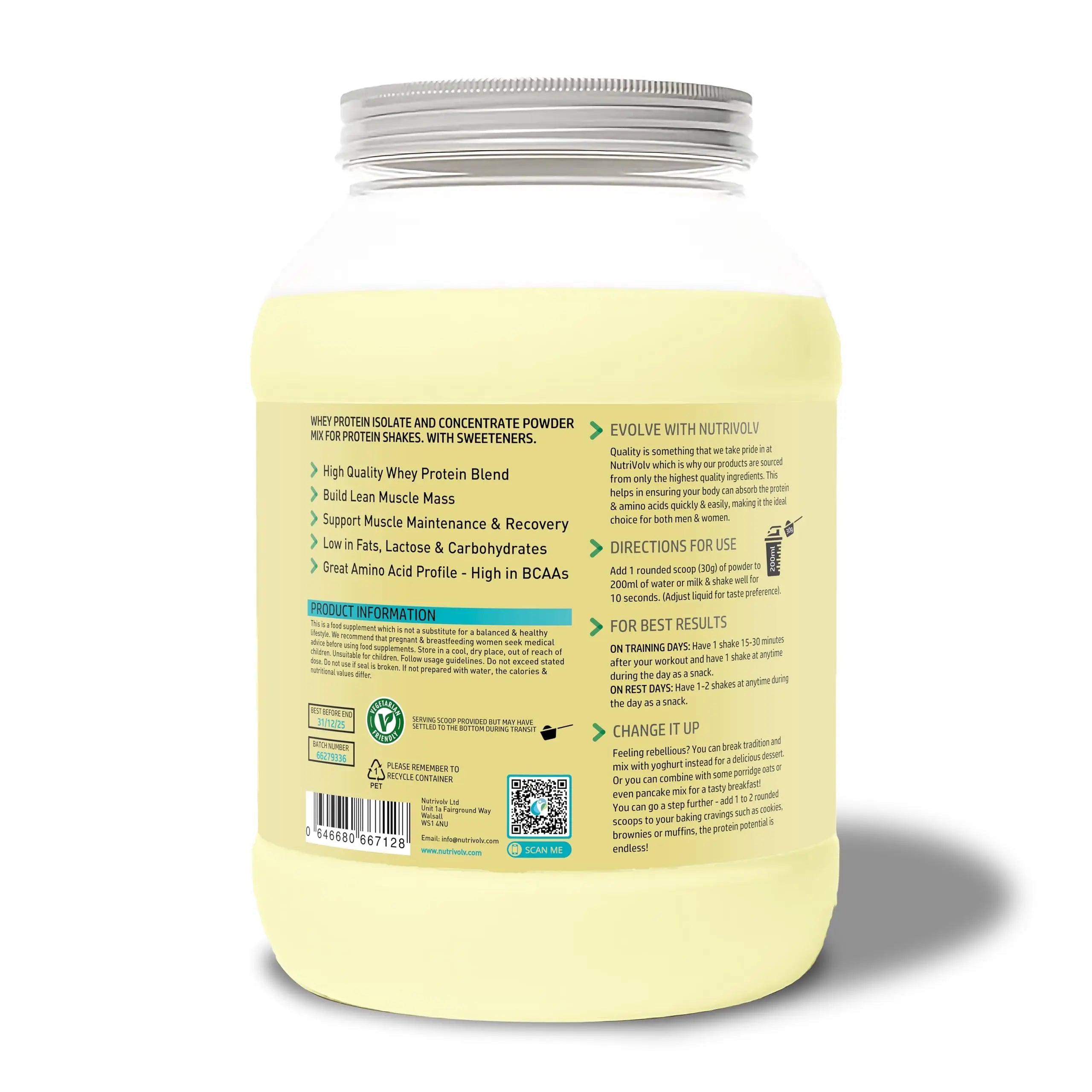 NutriVolv Whey Protein Isolate & Concentrate Powder | Vanilla Flavour 900g | 30 Servings NutriVolv Au supplements
