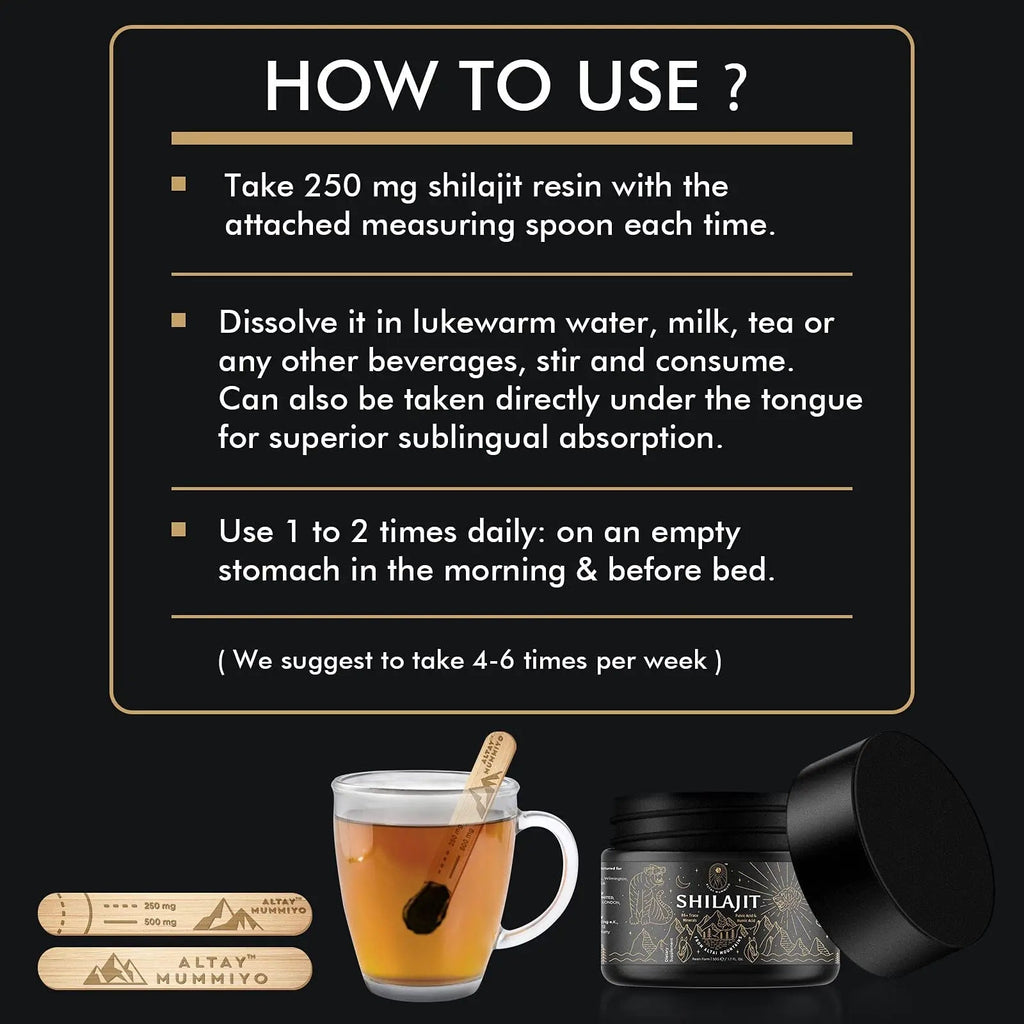 Shilajit Resin with Fulvic Acid & Trace Minerals, Original Siberian Pure Shilajit with 85+ Humic ALTAY MUMMIYO Au supplements