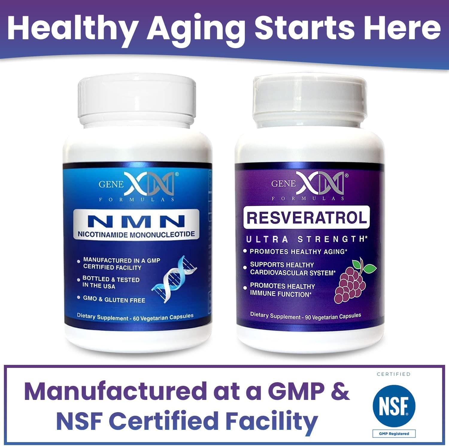 Genex Formulas NMN and Resveratrol Dynamic Duo Supplements | 250mg NAD+ Precursor and Ultra Strength 1500mg Resveratrol w/BioPerine, for Healthy Aging Support Genex Formulas Au supplements