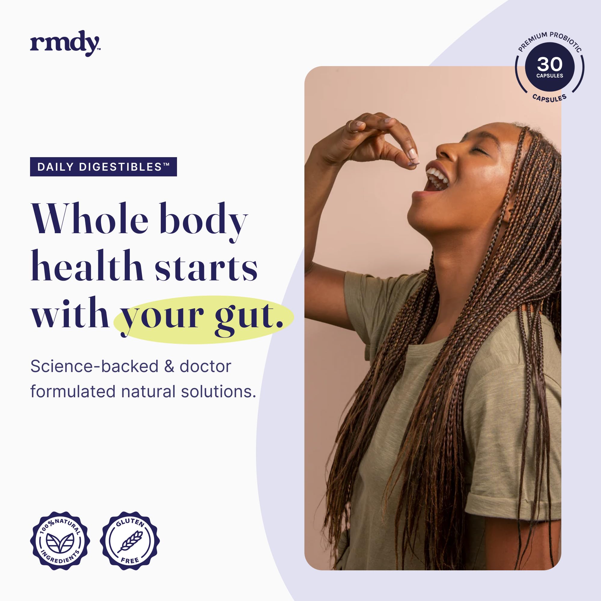 rmdy Constipation, Bloating, & Gas Relief | Relief from Diarrhea, & IBS | Probiotic for Digestive Health & Gut | 30 Capsules rmdy Au supplements