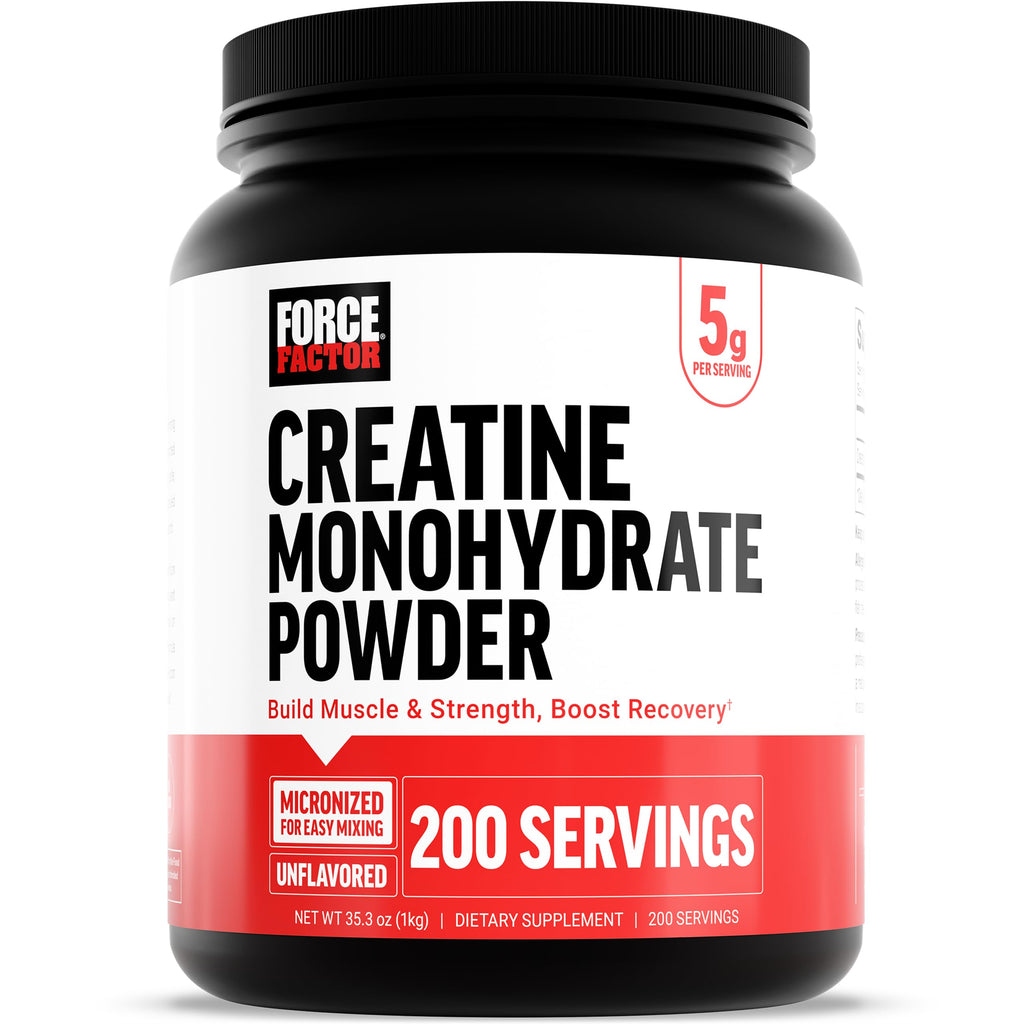Force Factor Creatine Monohydrate Powder, 5g Micronized Dose to Support Muscle Growth, Strength, Recovery, Cognitive Health & Memory, Unflavored, 200 Servings Force Factor Au supplements