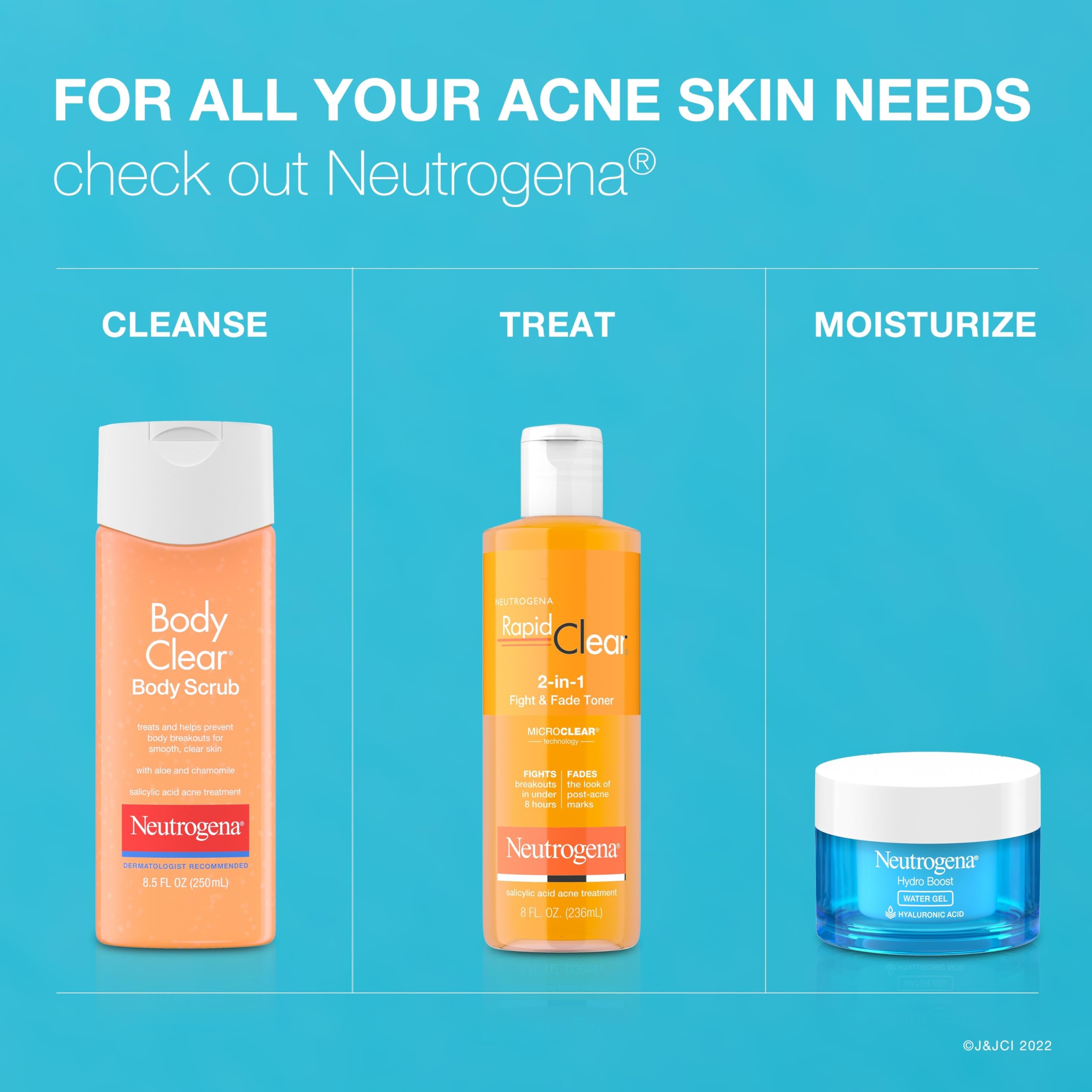Neutrogena Body Clear Acne Body Wash and Exfoliating Body Scrub, 2% Salicylic Acid Cleanser, Chest, Shoulder & Back Acne Treatment