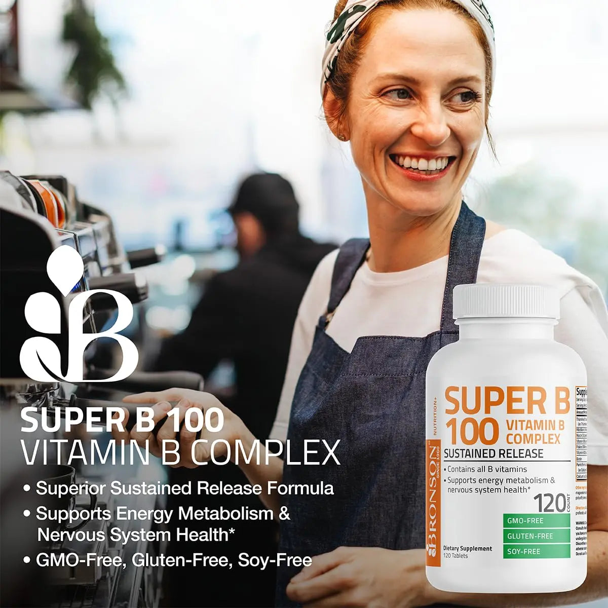 Bronson Super B 100 Vitamin B Complex Sustained Release Contains All B Vitamins Bronson Au supplements