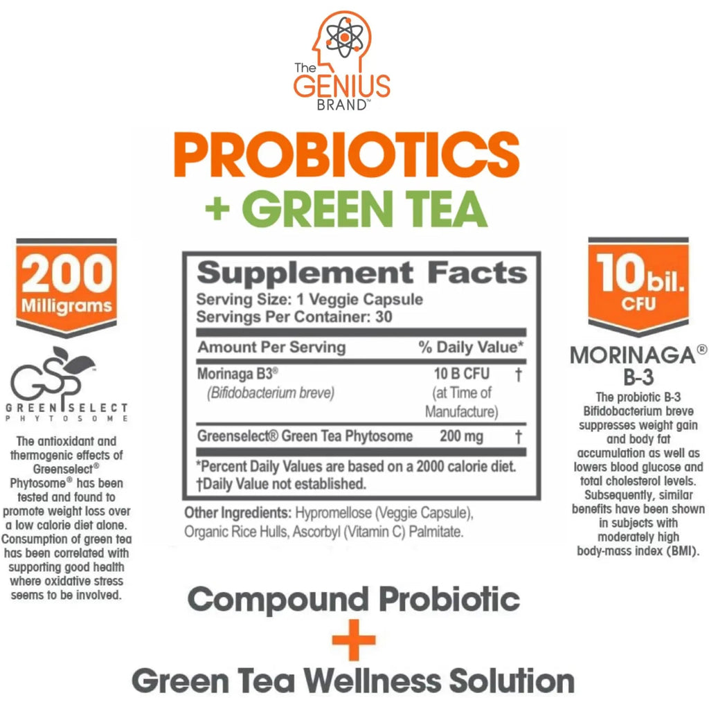 Genius Probiotics for Weight Loss with Green Tea Extract - Fat Burner Supplement & Digestive The Genius Brand Au supplements