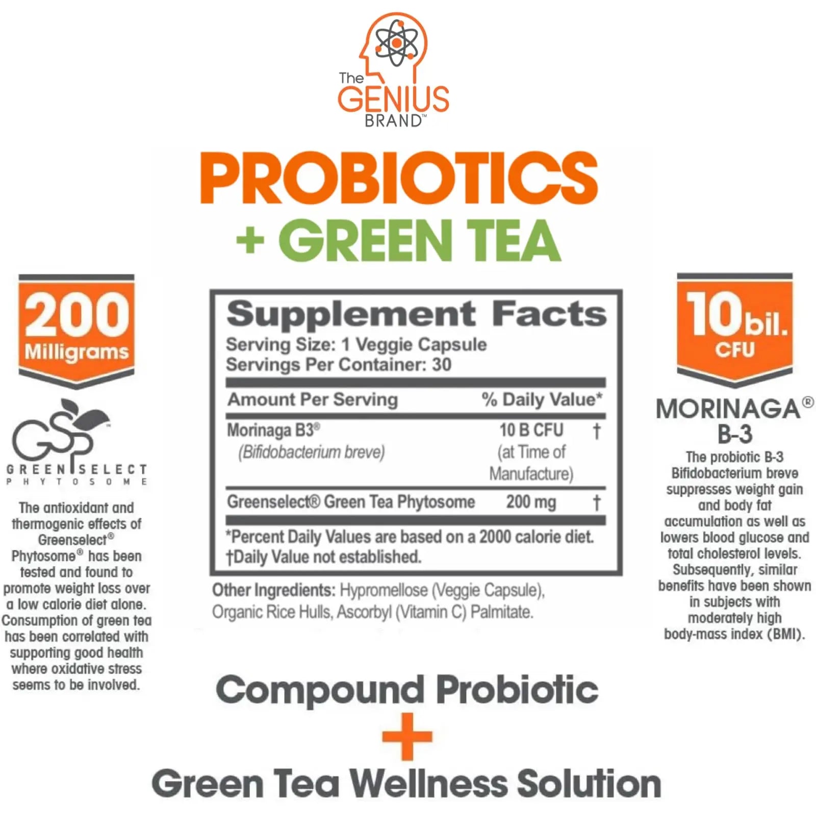 Genius Probiotics for Weight Loss with Green Tea Extract - Fat Burner Supplement & Digestive The Genius Brand Au supplements