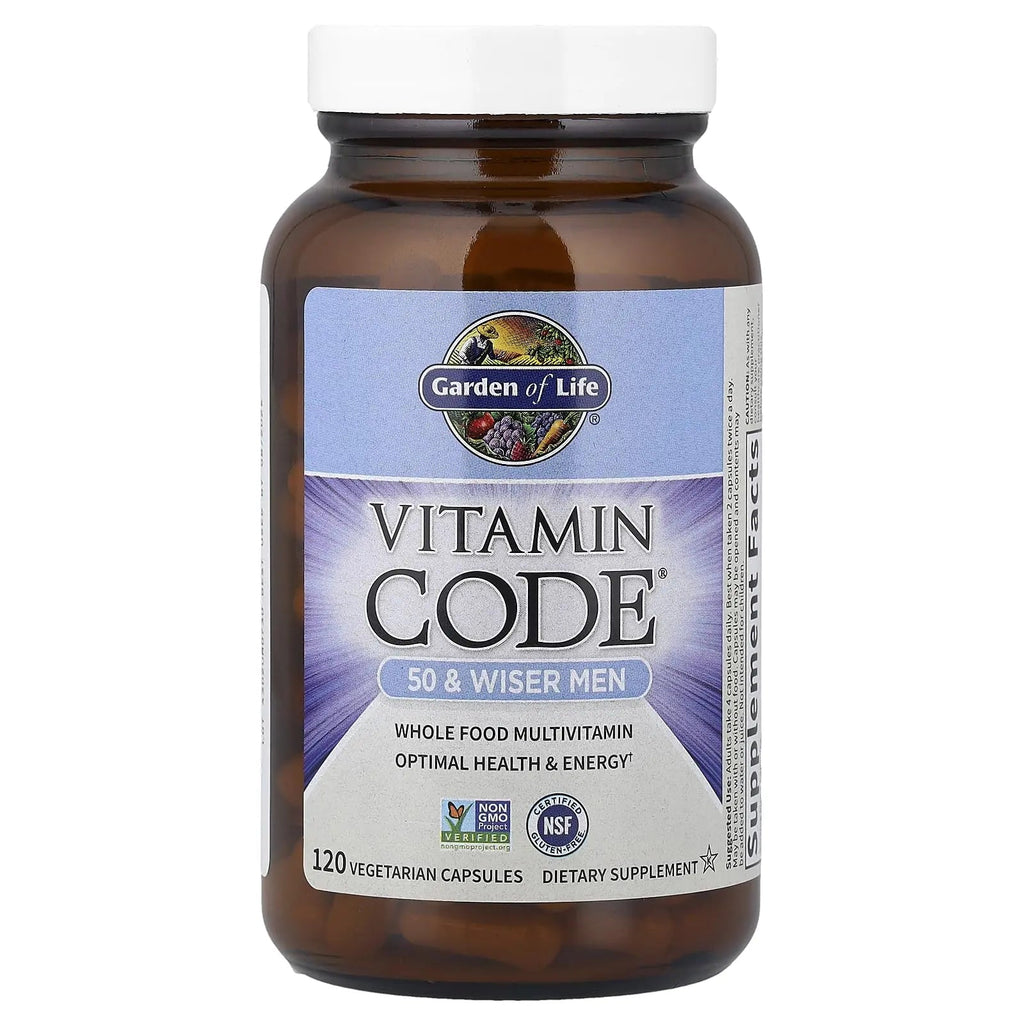Garden of Life Multivitamin for Men - Vitamin Code 50 & Wiser Men's Raw Whole Food Vitamin Supplement with Probiotics, Vegetarian, 120 Capsules Garden of Life Au supplements