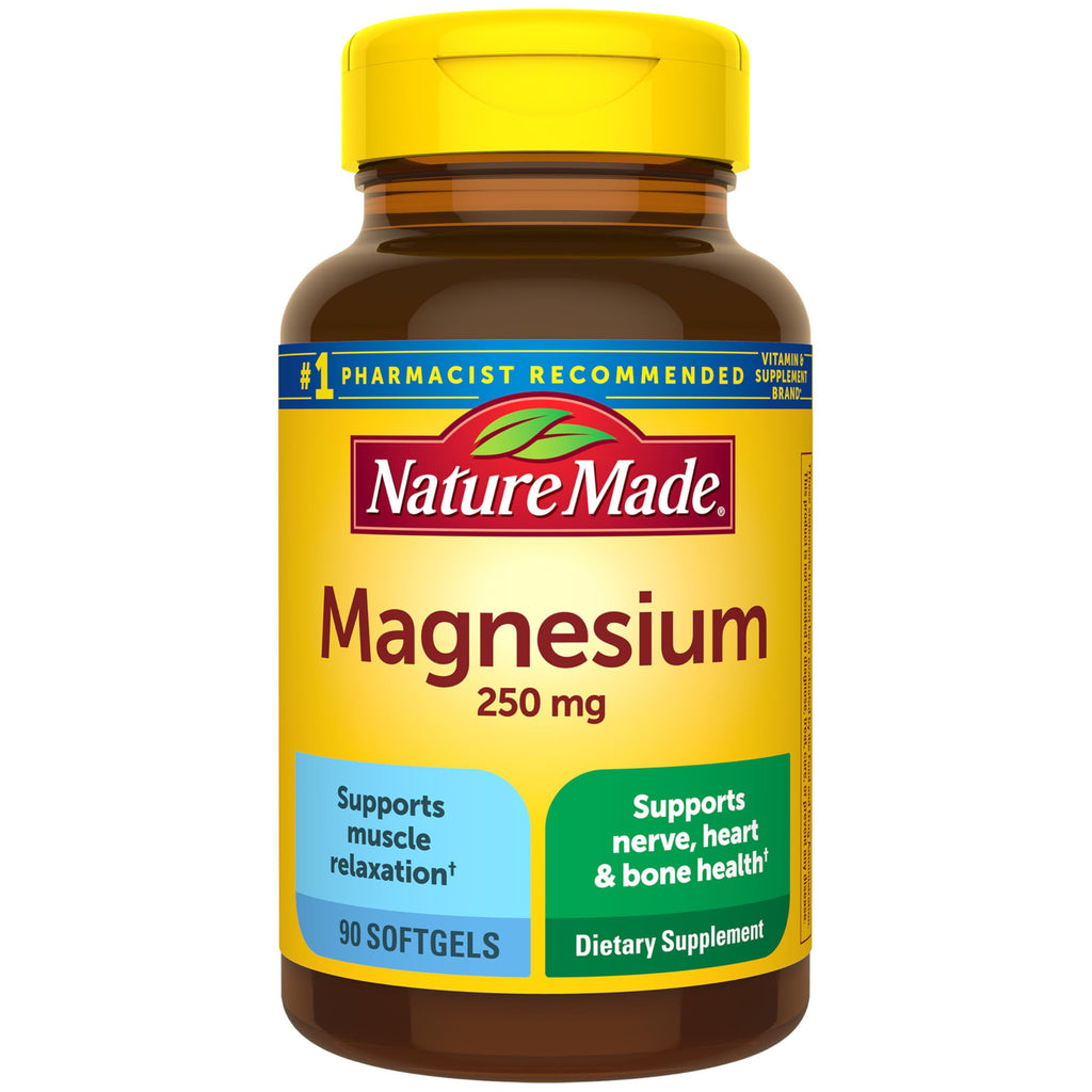 Nature Made Magnesium 250 mg, Magnesium Supplements for Men and Women, Support for Muscle, Heart, Bone and Nerve Health, 90 Softgels, 90 Day Supply Nature Made Au supplements