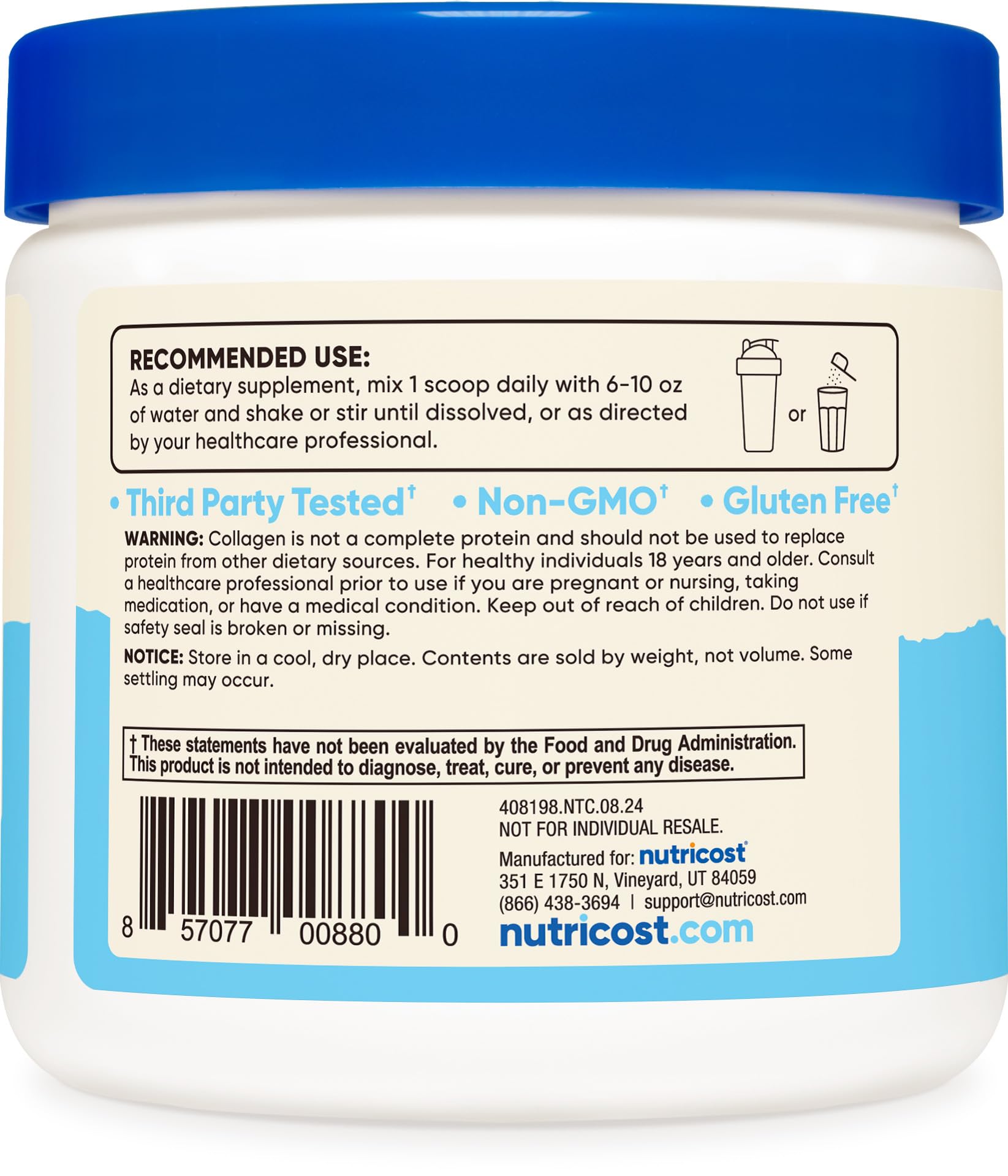 Nutricost Collagen Peptides Powder 4 oz (Unflavored) Type I, Type III Collagen - Grass-Fed, Gluten Free and Non-GMO