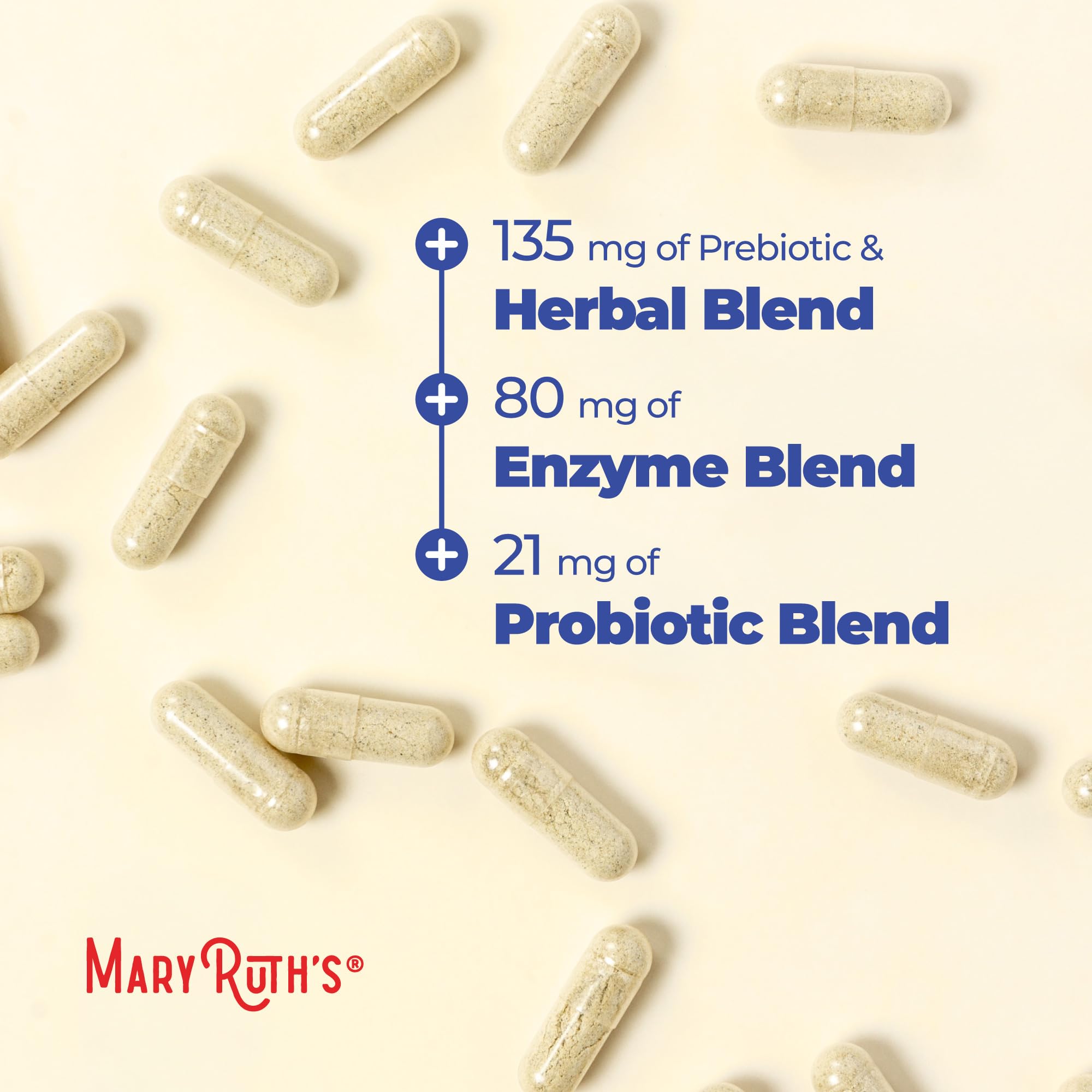 MaryRuth’s Gut Flora Health+ Enzymes | Prebiotic & Probiotic Digestive Enzymes for Healthy Gut Biome & Digestive Support | Gastrointestinal Health | CLP Certified