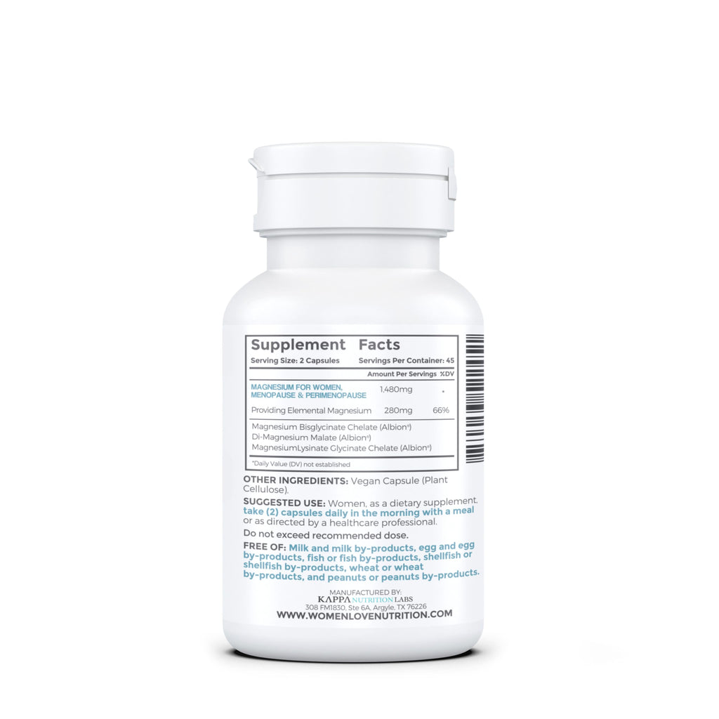 WOMEN LOVE NUTRITION, Magnesium for Women, Menopause & Peromenopause (90 Capsules) WOMEN LOVE NUTRITION Au supplements