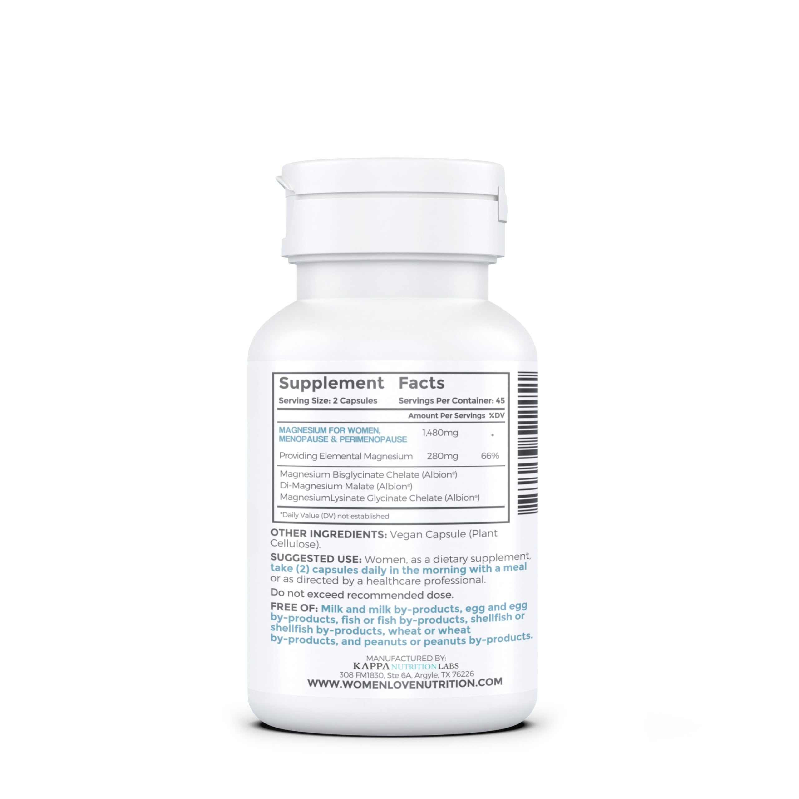 WOMEN LOVE NUTRITION, Magnesium for Women, Menopause & Peromenopause (90 Capsules) WOMEN LOVE NUTRITION Au supplements