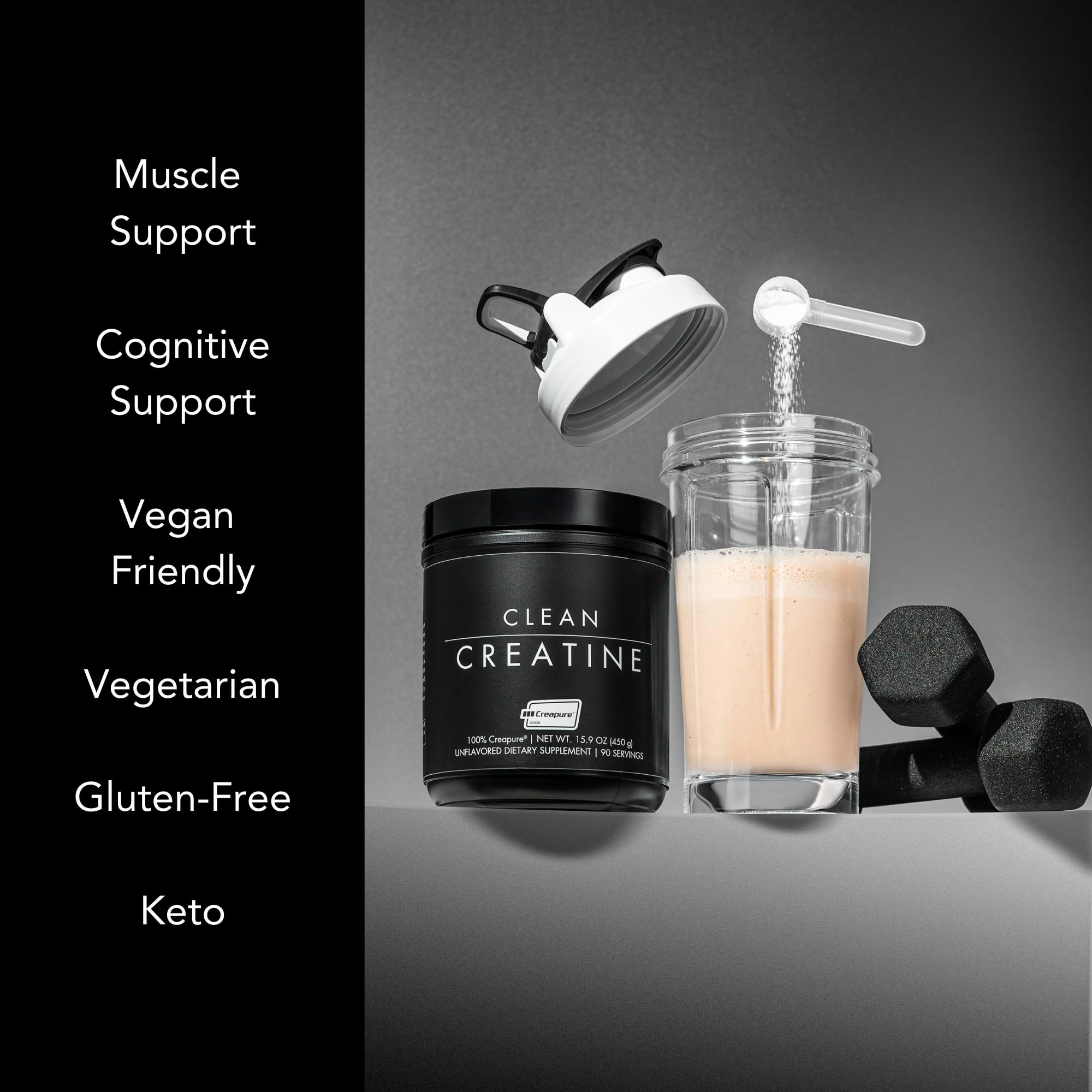 CLEAN Creatine - 100% Creapure® Creatine Monohydrate Powder for Muscle Health, Performance and Cognitive Support | 3rd Party Certified by NSF | 90 Servings | Unflavored | Vegan, Keto, and Gluten-Free CLEAN Au supplements