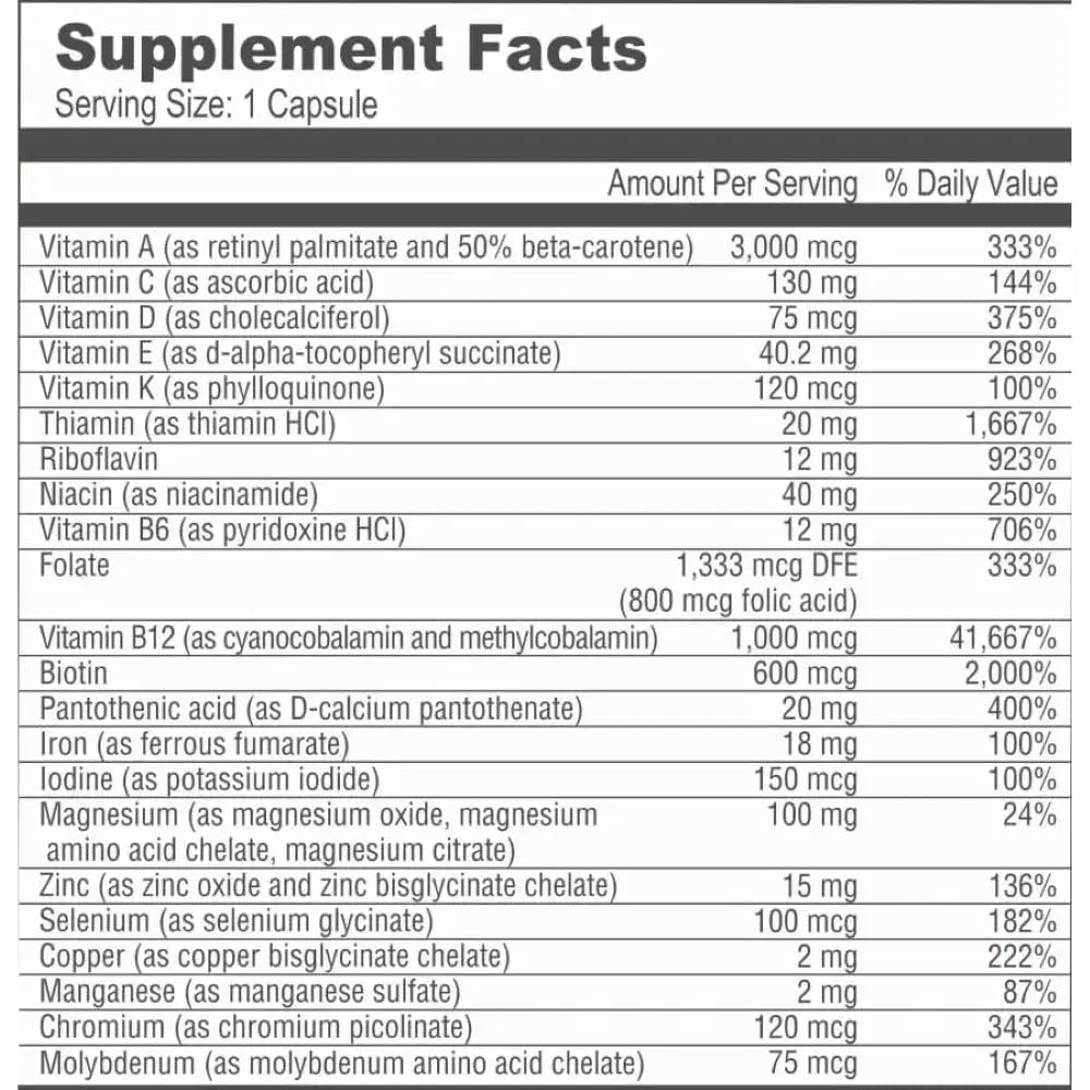 BariatricPal Multivitamin ONE 1 per Day! Bariatric Multivitamin Capsule with 18 mg of Iron | Easy to Swallow Capsule | BariatricPal Au supplements
