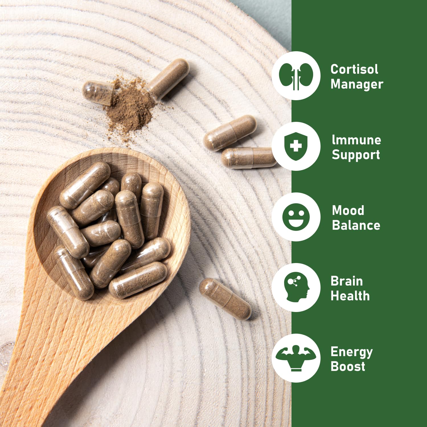 GlowEver KSM-66 Ashwagandha Supplements with L-Theanine Moringa Organic Mushrooms Complex Ginseng Ginkgo Biloba - Mood & Energy Support, Cortisol Manager, Immune Support, 60 Vegan Capsules GlowEver Au supplements