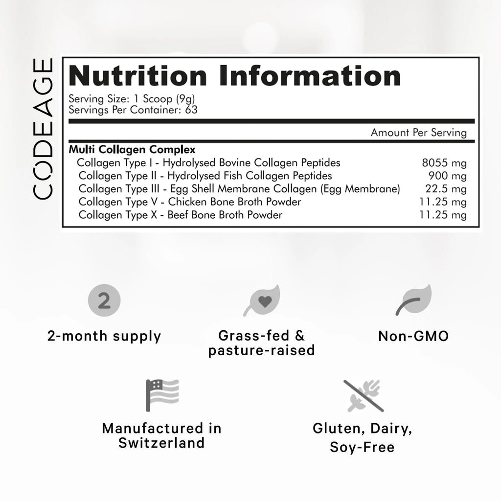 Codeage Multi Collagen Protein Powder Peptides, 2-Month Supply, Hydrolyzed, Type I, II, III, V, X Grass Fed Codeage Au supplements