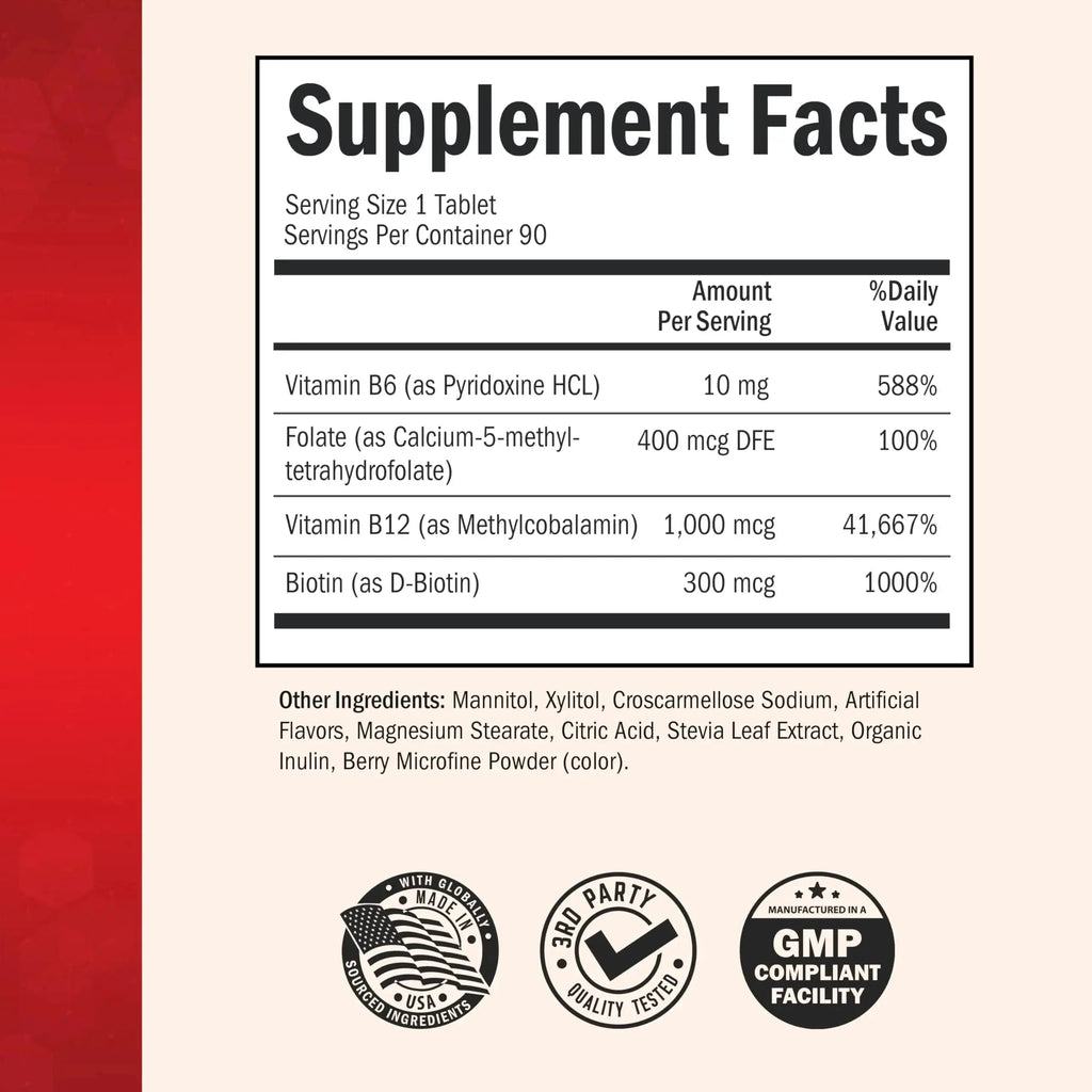 BioSchwartz Bariatric B12 Plus Dissolvable Tablets - 1000mcg Vitamin B12, Vitamin B6, Folate, Biotin - Cherry Strawberry Flavor BioSchwartz Au supplements