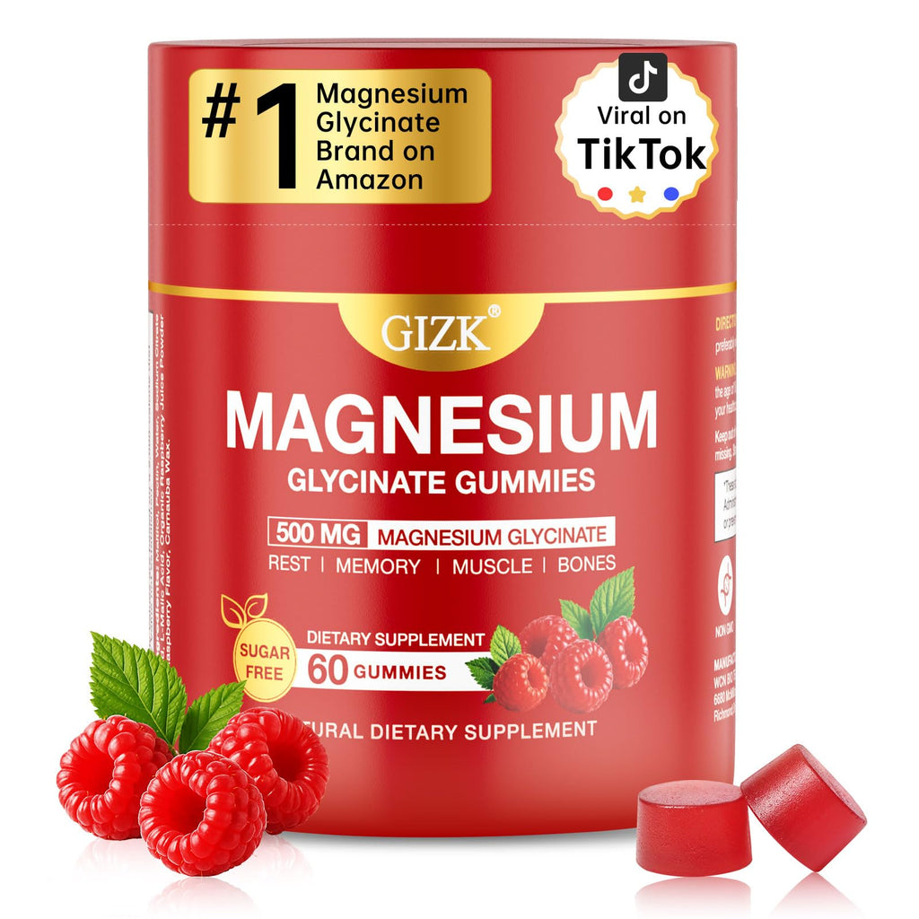 Magnesium Glycinate Gummies 500mg – Sugar Free Magnesium Gummies for Sleep, Stress, Muscle & Nerve Support – for Adults & Kids 4+, Vegan, No Melatonin