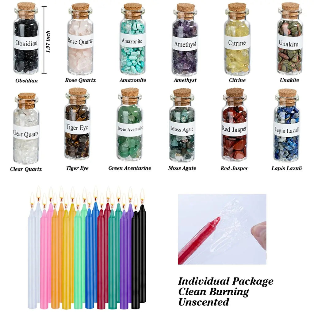 JUSTASHOW 61PCS Witchcraft Supplies for Wiccan Spells, Witchcraft Starter Kit, Spell Candles JUSTASHOW Au supplements