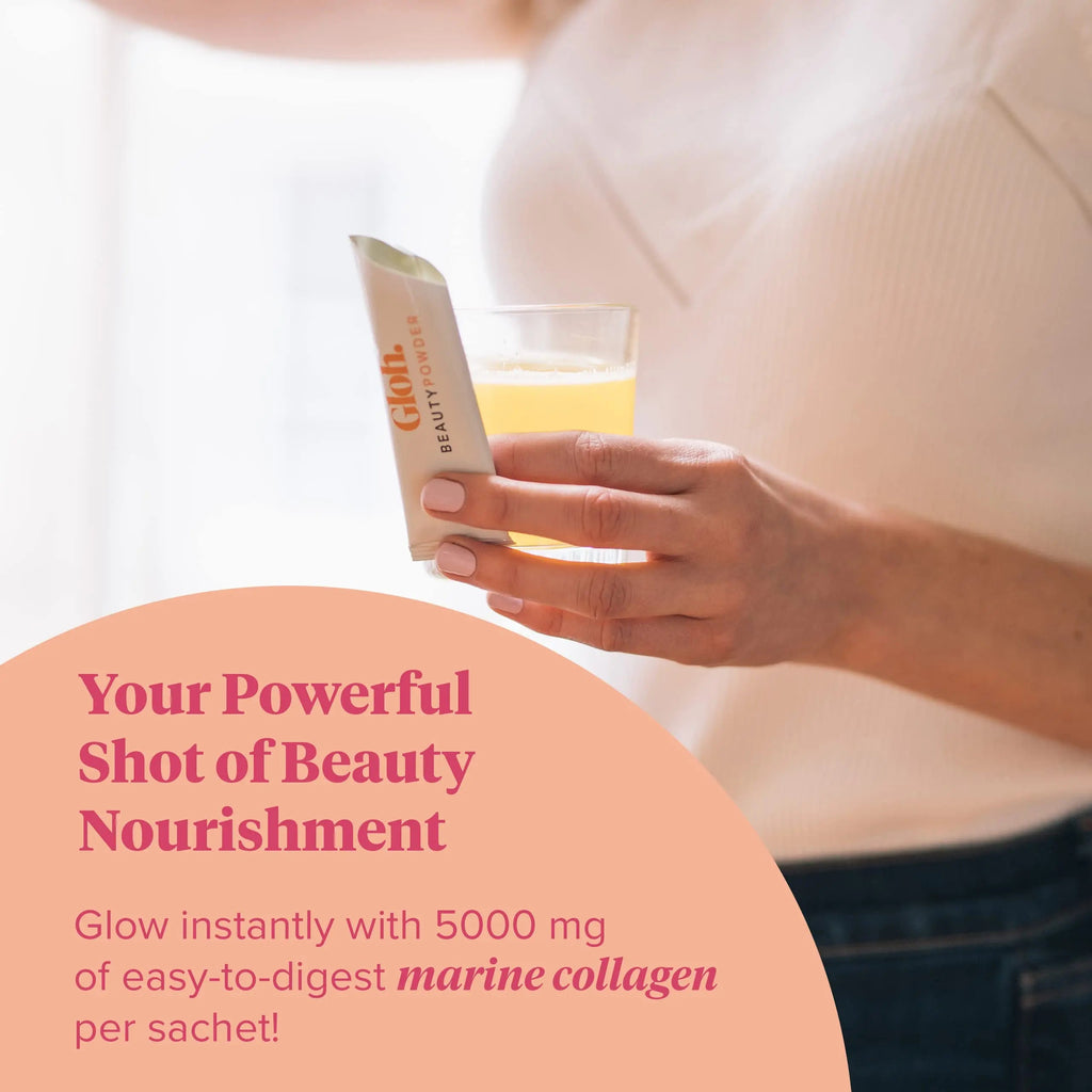 Gloh. Marine Collagen Powder for Women - Peach Flavor Collagen Supplements for Women with Hyaluronic Acid, Vitamin A, B2, B6 Gloh. Au supplements