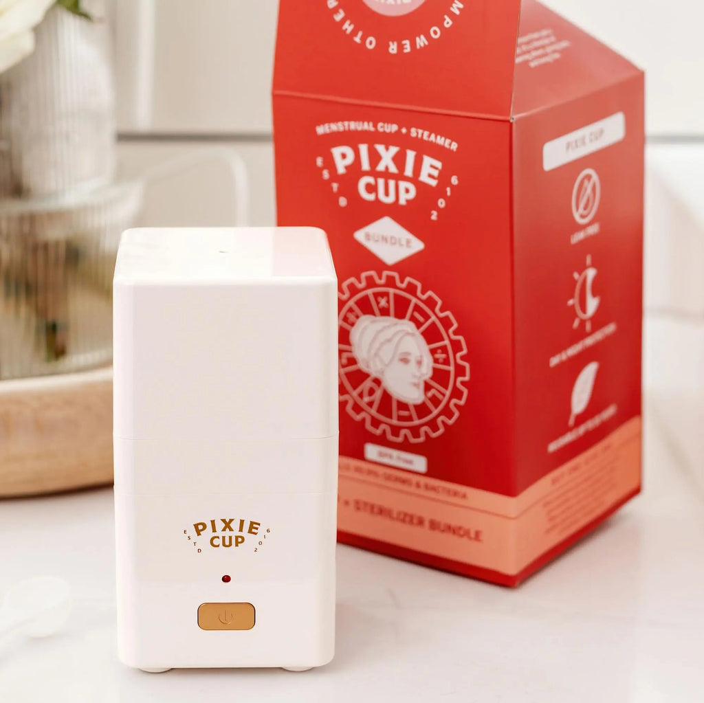 Pixie Menstrual Cup Sterilizer Cleaner Machine - The Only Hinged Lid Steamer & Drying Stand Pixie Cup Au supplements