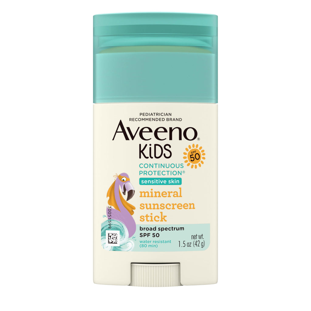 Aveeno Kids Continuous Protection Zinc Oxide Mineral Sunscreen Stick for Sensitive Skin, Face & Body Sunscreen Stick for Kids