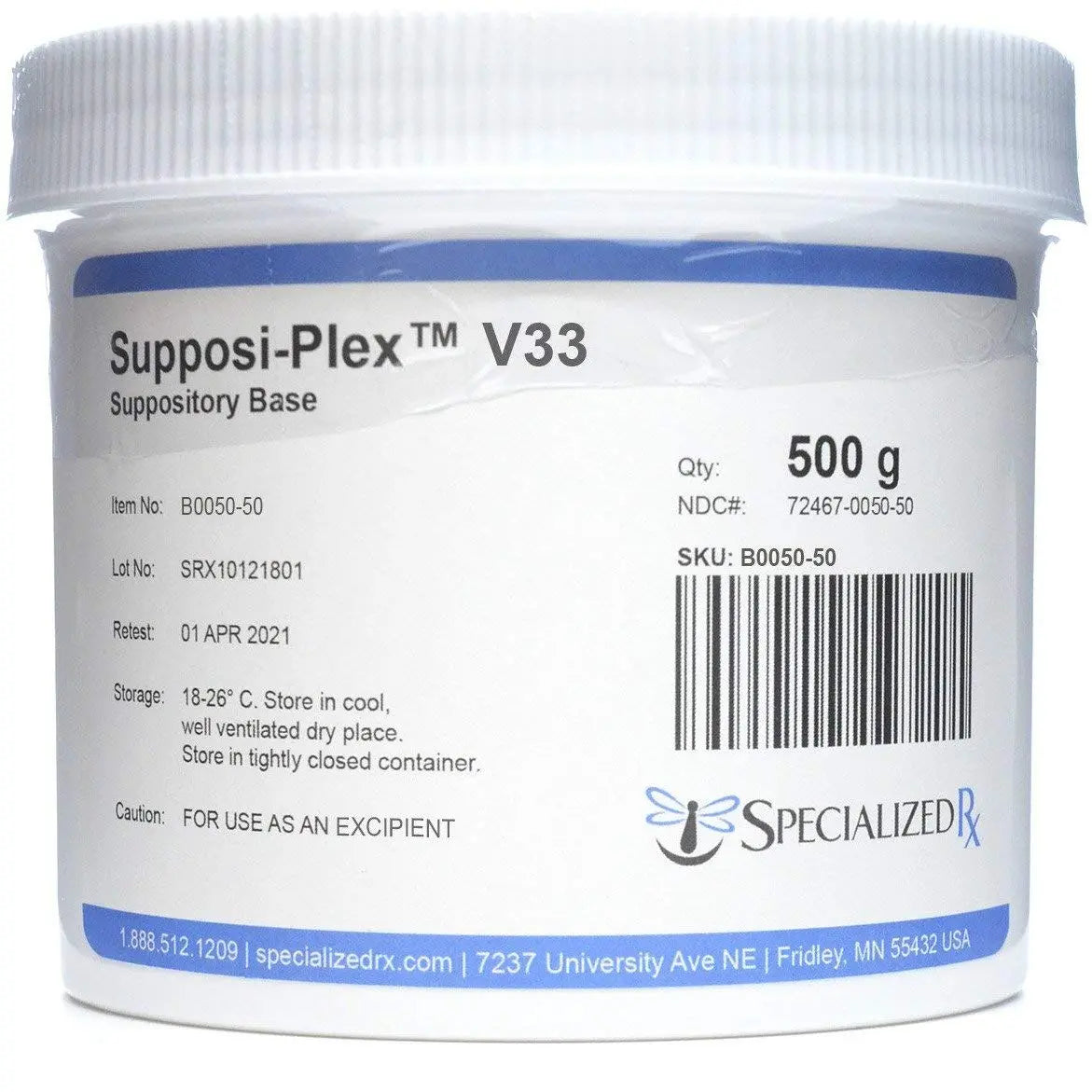 Supposi-Plex™ V33 Suppository Base (500g) SpecializedRx Au supplements