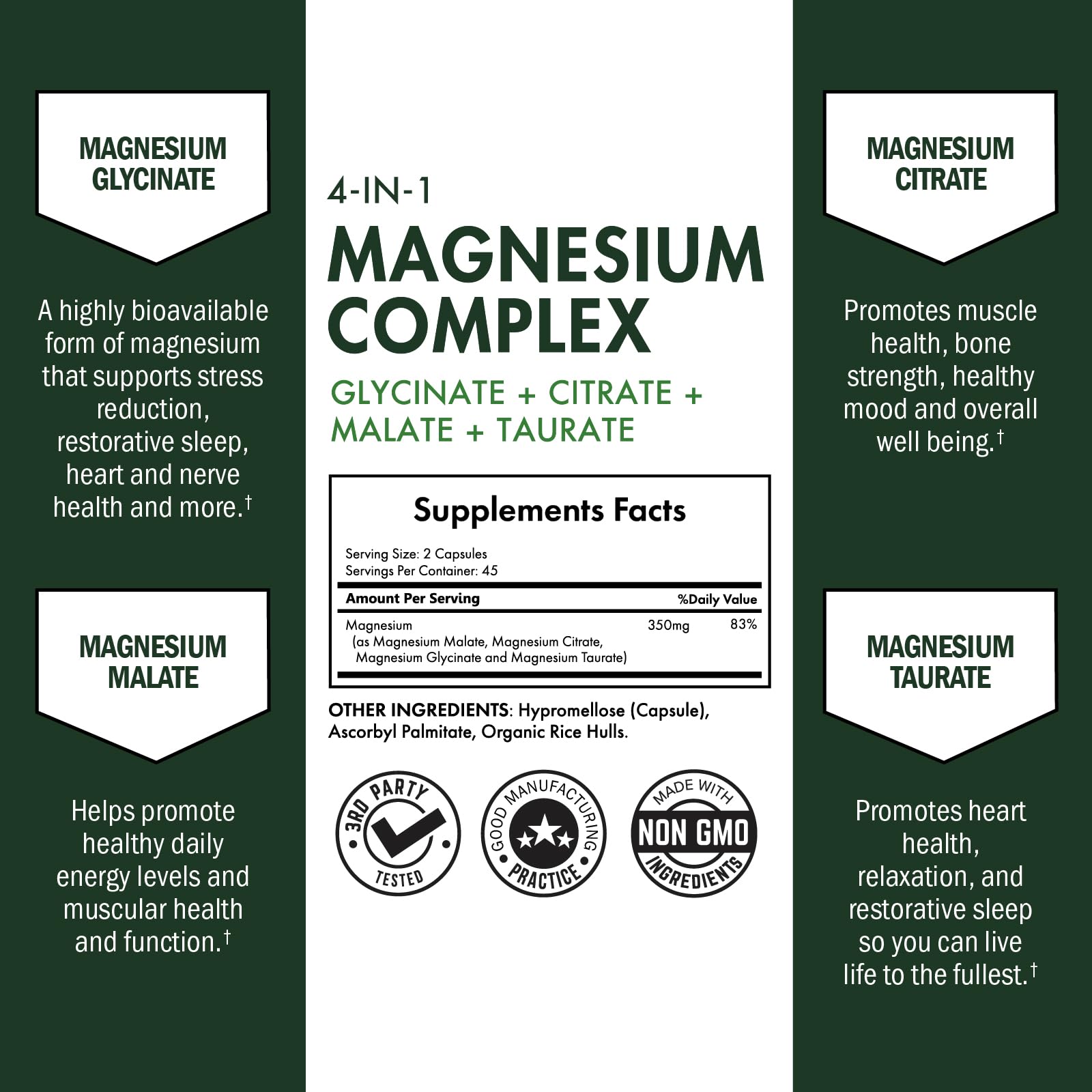 BioSchwartz Magnesium Complex Supplement (90 Capsules) 350mg Magnesium Glycinate Citrate Malate and Taurate Per Serving for Healthy Nerves Muscles Heart Sleep Support (Vegan, Gluten-Free, Non-GMO) BioSchwartz Au supplements