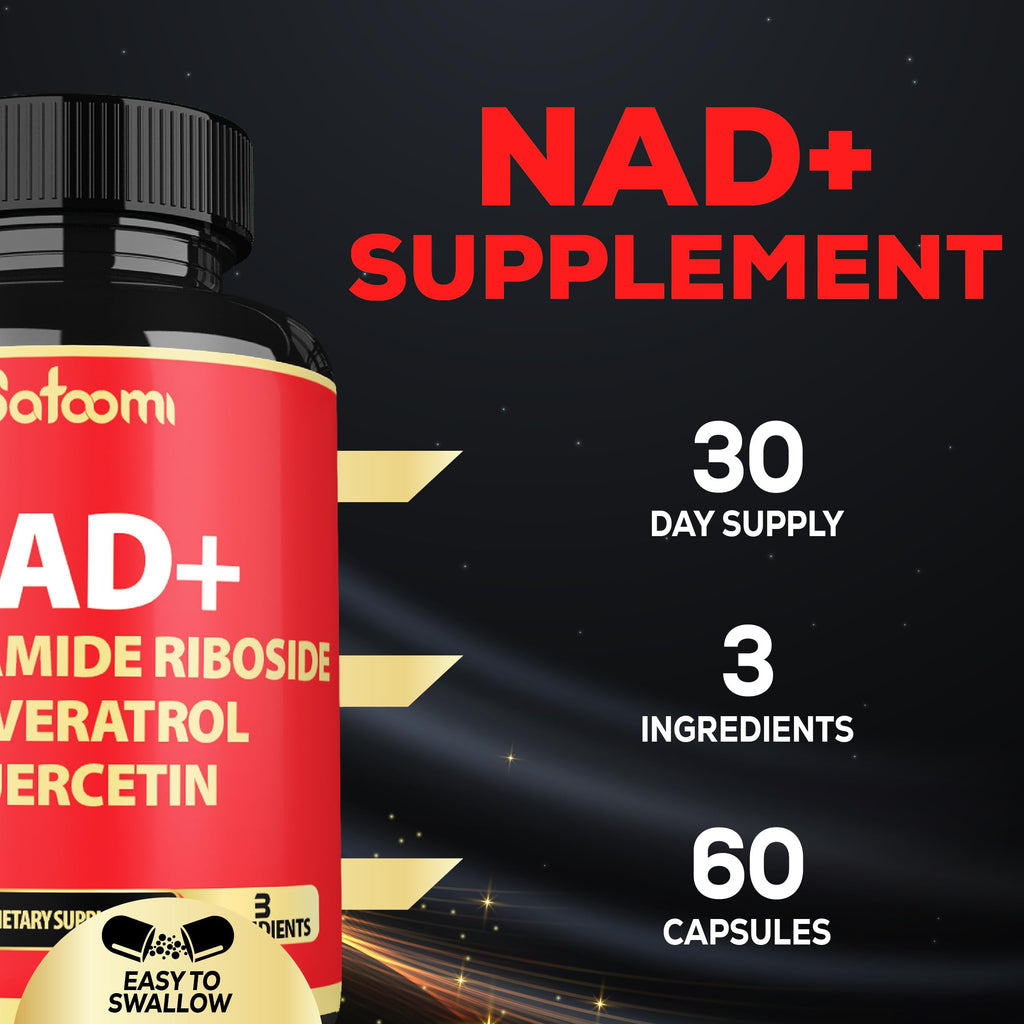 Satoomi NAD Supplement with Nicotinamide Riboside NR, Resveratrol, Quercetin - 60 Count - 30 Days Satoomi Au supplements