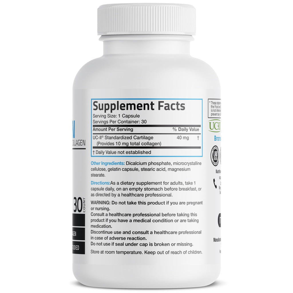 Bronson UC-II Type II Collagen with Undenatured Type II Collagen, 30 Capsules