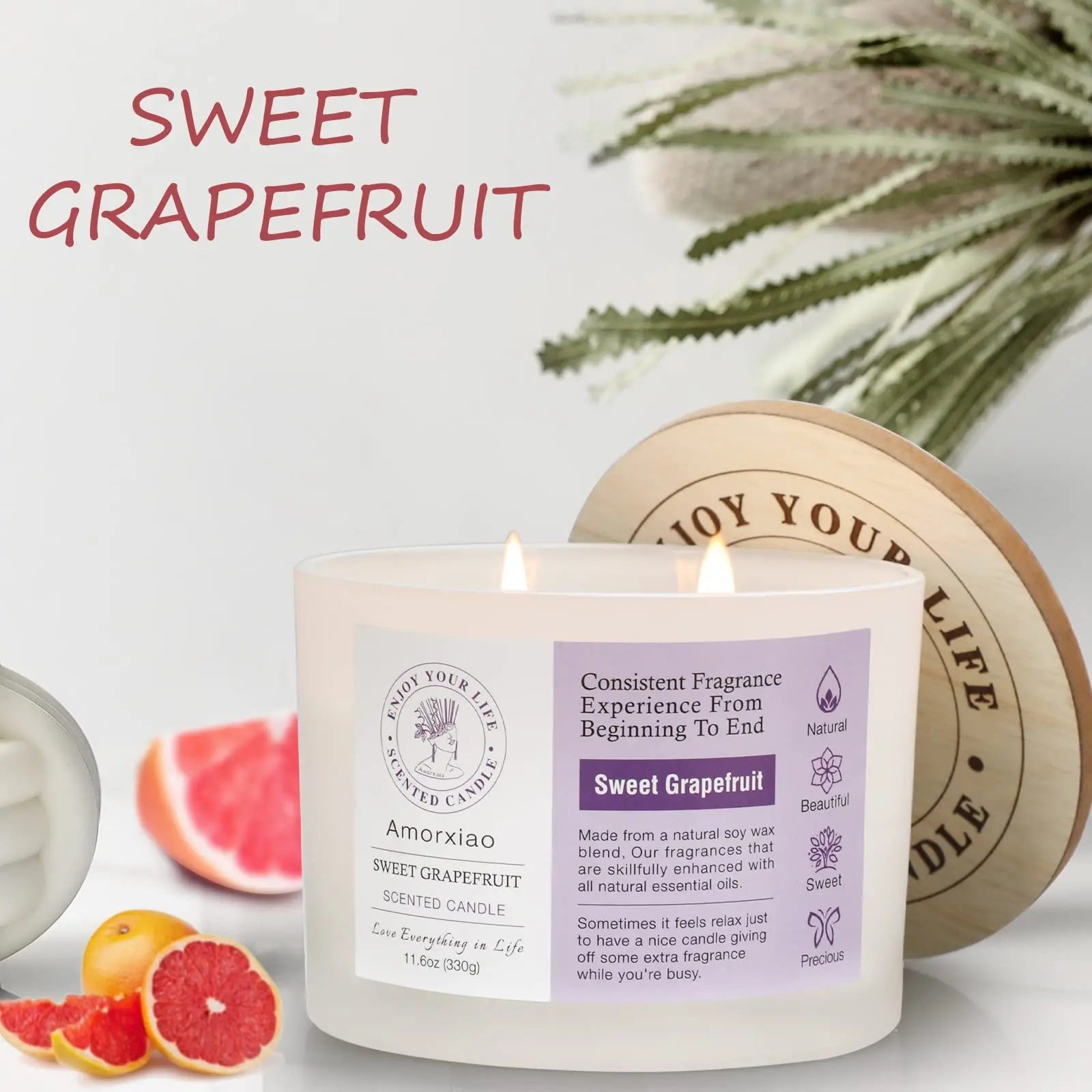 3 Pack Candles for Home Scented, 34.8 oz 240 Hour Long Lasting Candles Set, Grapefruit &Lavender ROSIANS Au supplements