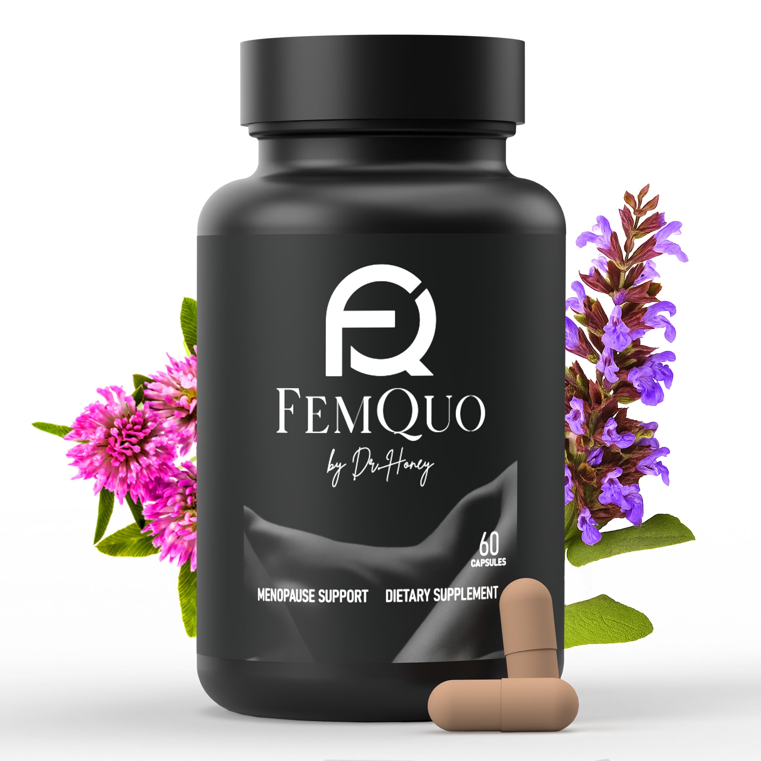 FemQuo by Dr. Honey Menopause & Perimenopause Support for Women Non Hormonal OBGYN Formulated with Rhapontic Rhubarb Red Clover Hops &Sage to Help Hot Flashes Night Sweats Sleep and Mood 60 Capsules FemQuo by Dr. Honey Au supplements