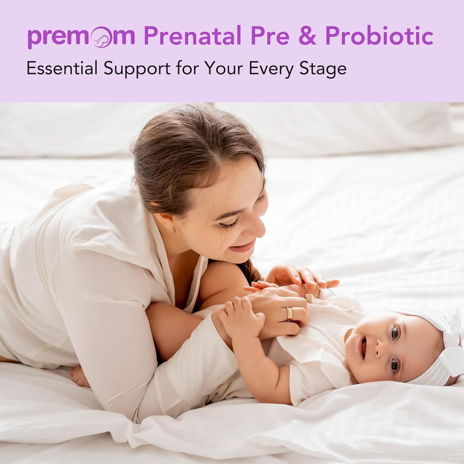 Premom Prenatal Prebiotics & Probiotics for Women, 30 Billion CFU, 18 Strains, Organic Prebiotic & Womens Probiotic, Vaginal, Gut, & Digestive Health + Immune Support Supplement